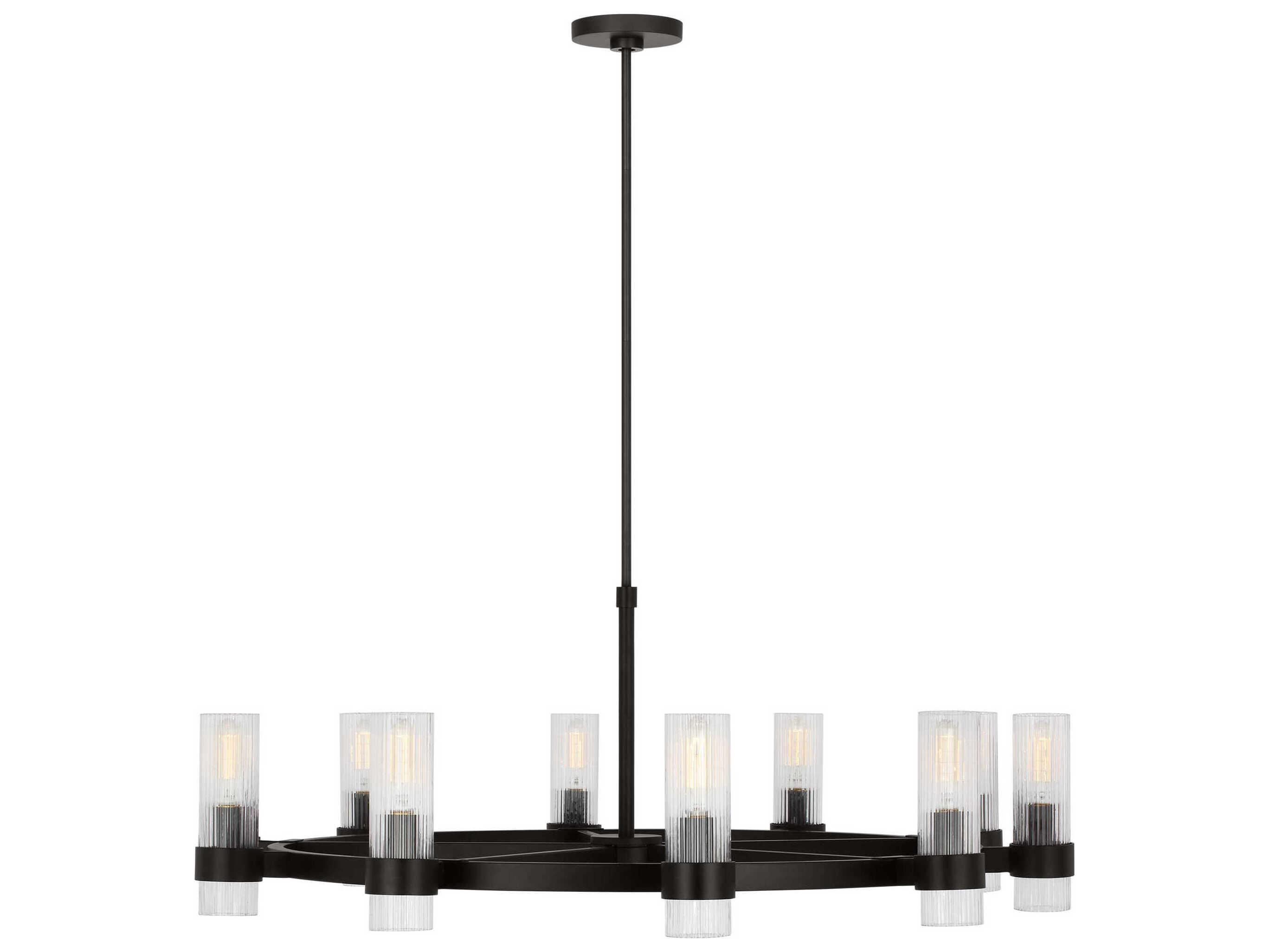 Visual Comfort Studio Geneva 8-Light Aged Iron Black Cylinder Chandelier