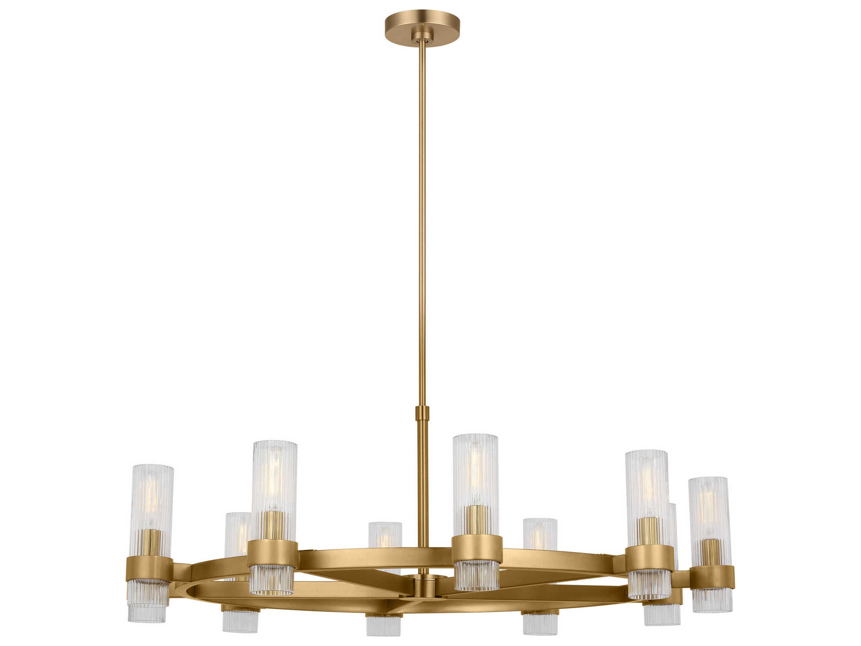Visual Comfort Studio Geneva 8-Light Burnished Brass Cylinder Chandelier