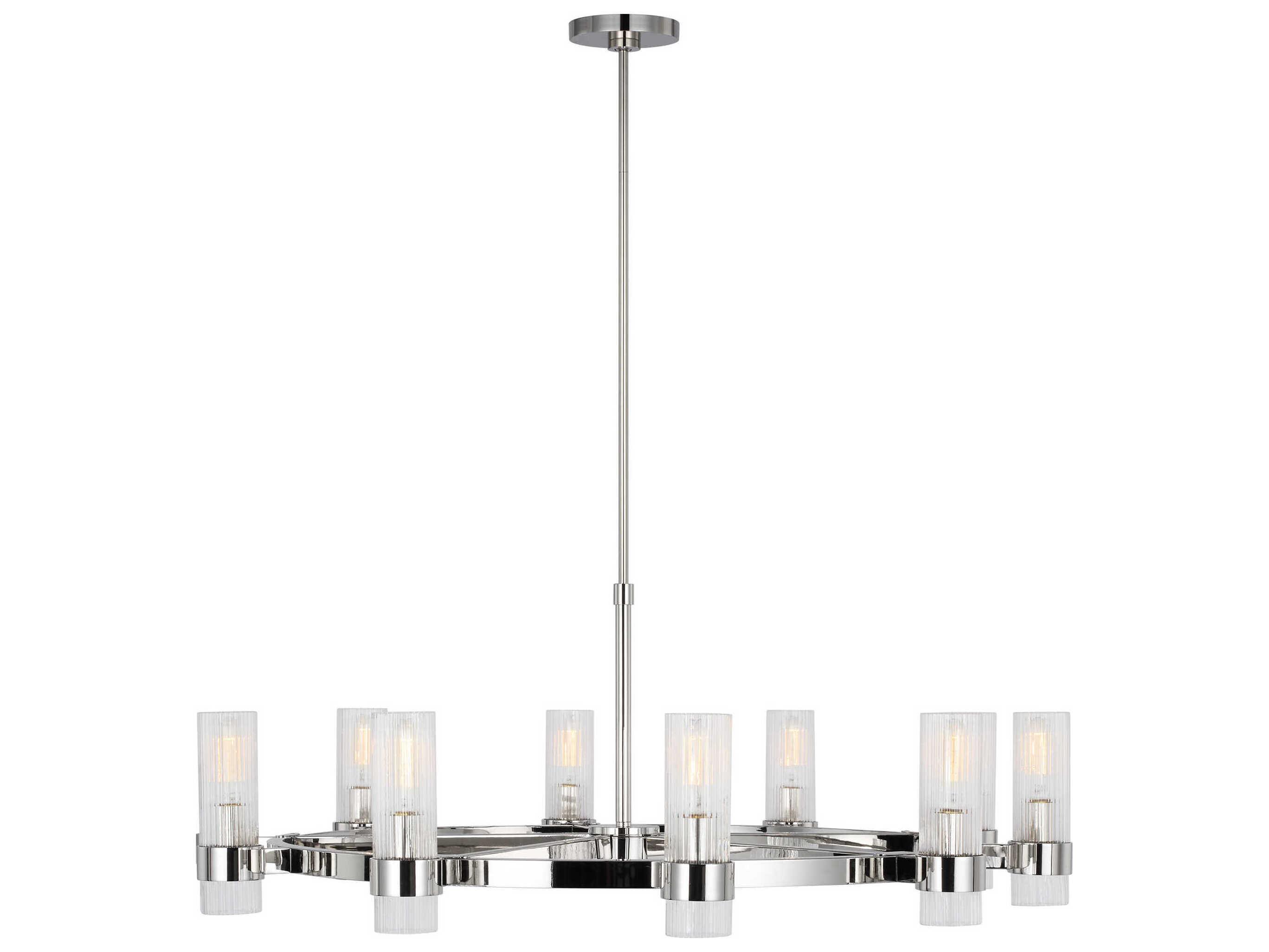 Visual Comfort Studio Geneva 8-Light Polished Nickel Cylinder Chandelier