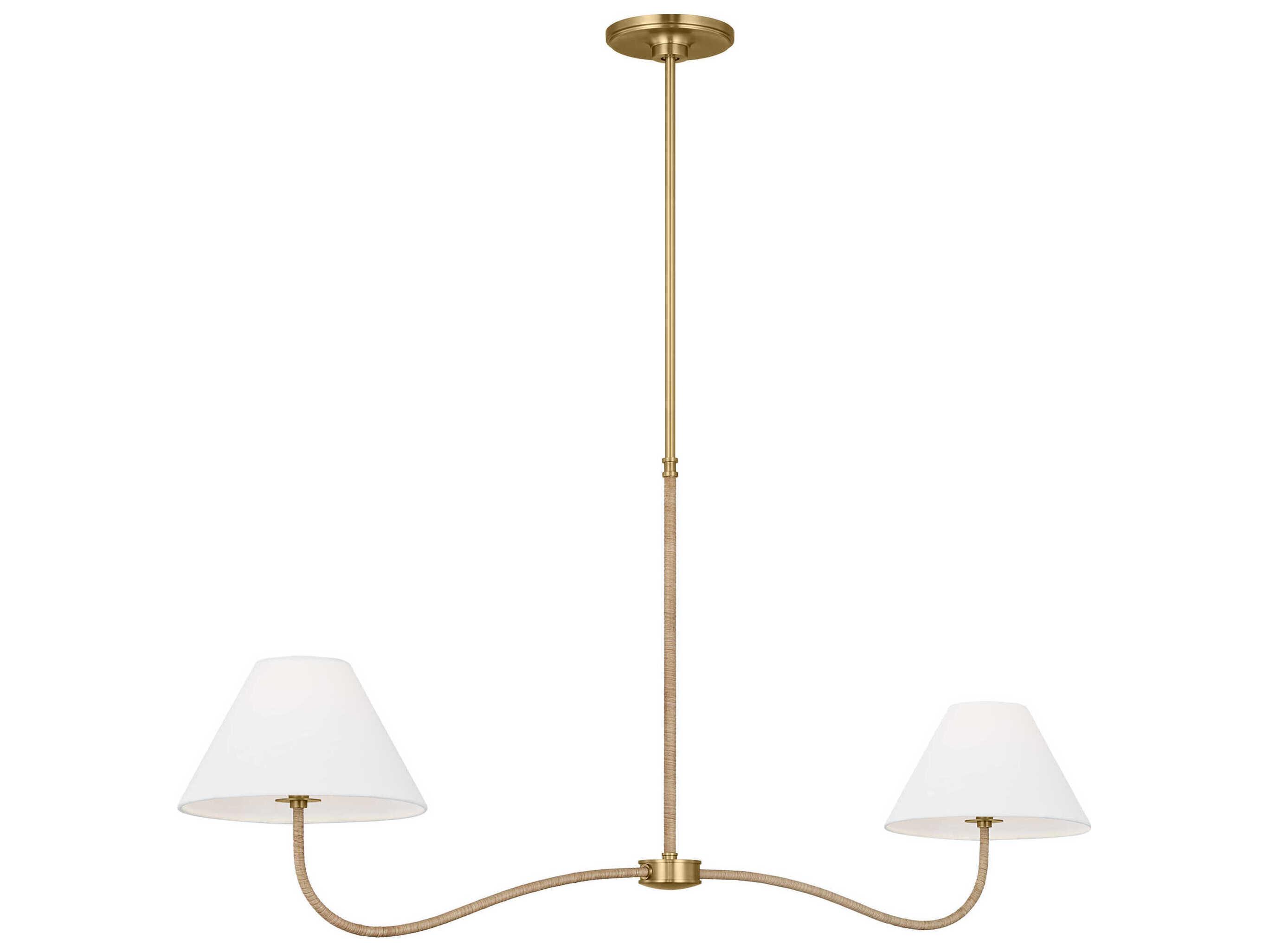 Visual Comfort Studio Laguna 2-Light Burnished Brass Empire Linear Island Pendant