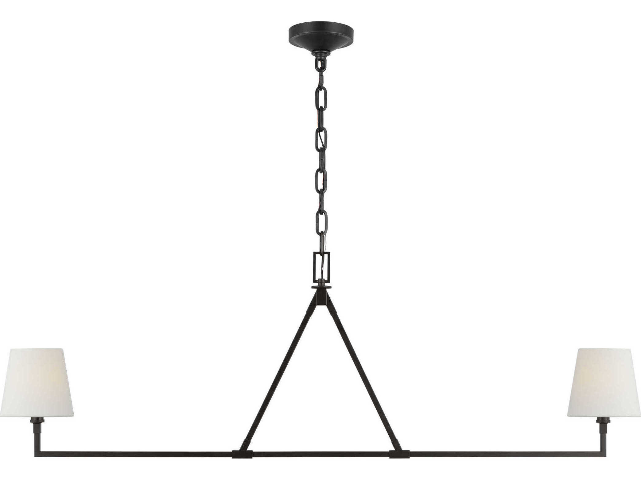 Visual Comfort Studio Perth 2-Light Aged Iron Black Linear Island Pendant
