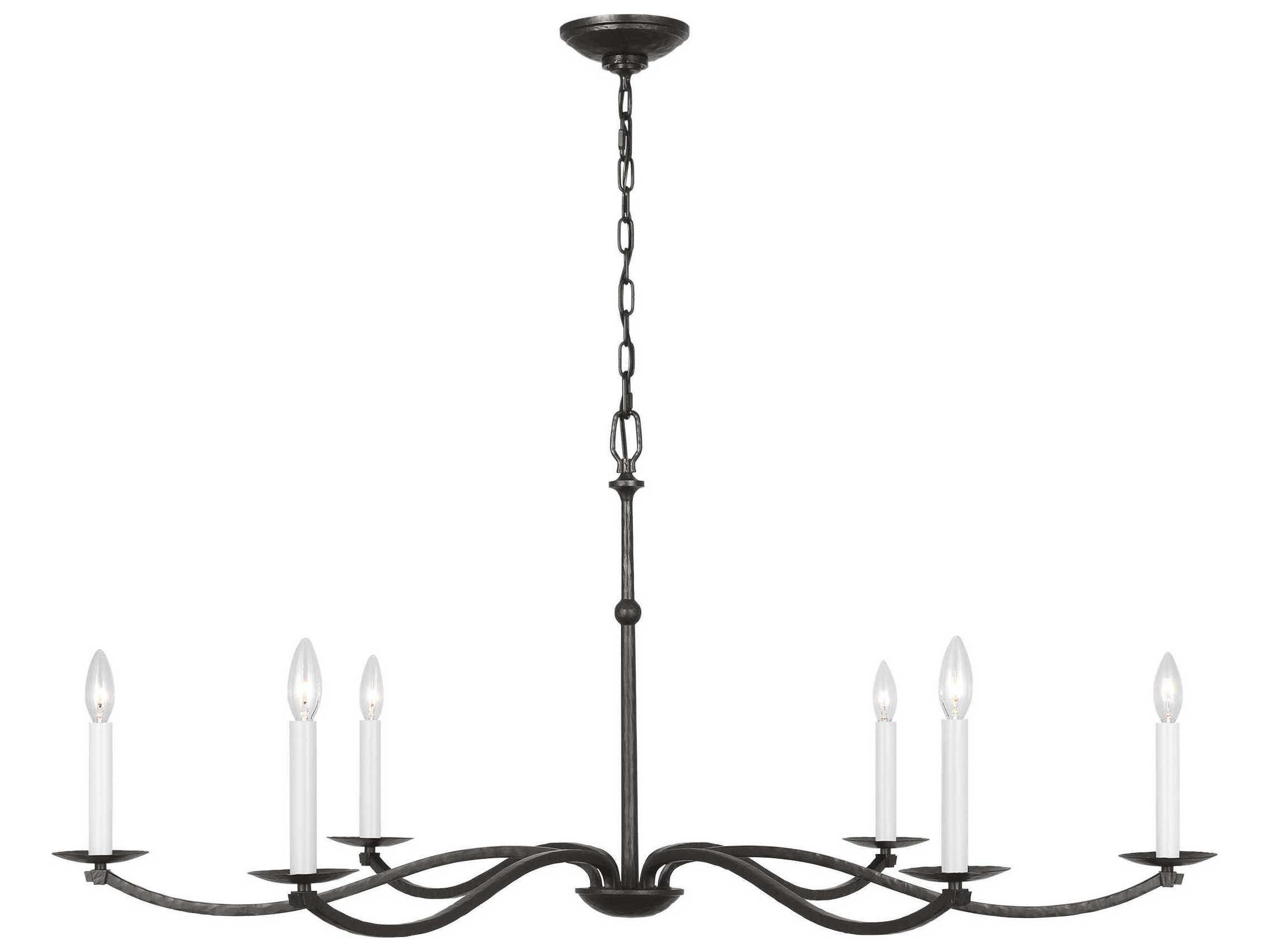 Visual Comfort Studio Wellen 6-Light Aged Iron Black Candelabra Chandelier