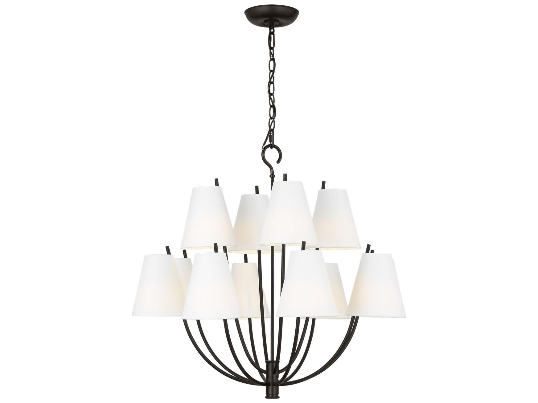 Visual Comfort Studio Marina 12-Light Aged Iron Black Empire Chandelier