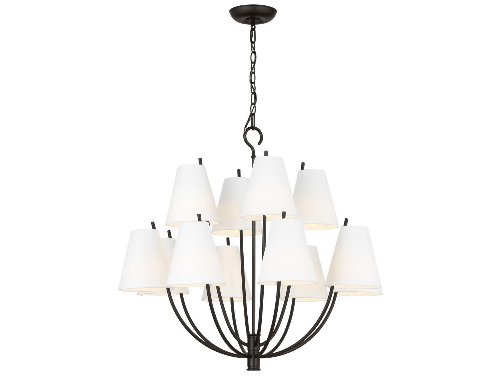 Visual Comfort Studio Marina 12-Light Aged Iron Black Empire Chandelier