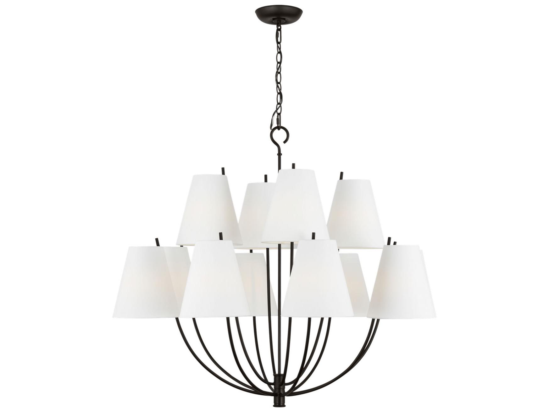 Visual Comfort Studio Marina 12-Light Aged Iron Black Empire Chandelier