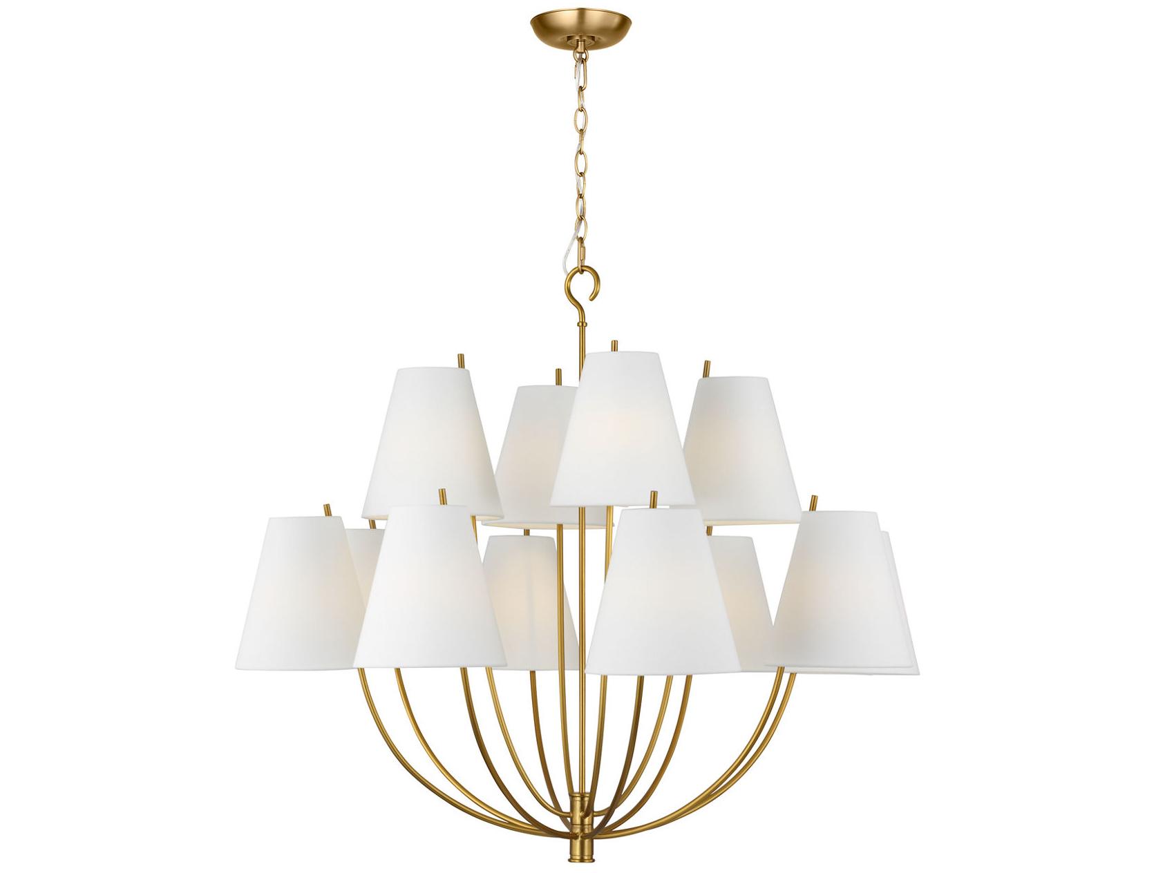 Visual Comfort Studio Marina 12-Light Burnished Brass Empire Chandelier