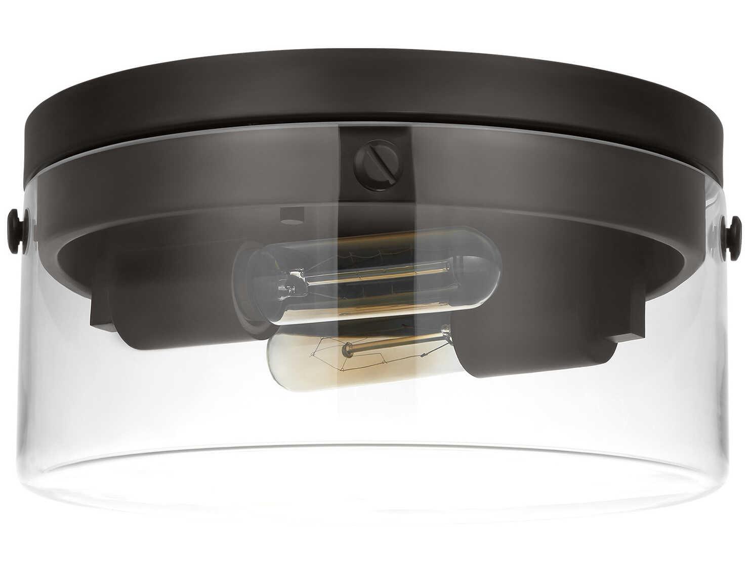 Visual Comfort Studio Garrett 2-Light Aged Iron Black Flush Mount