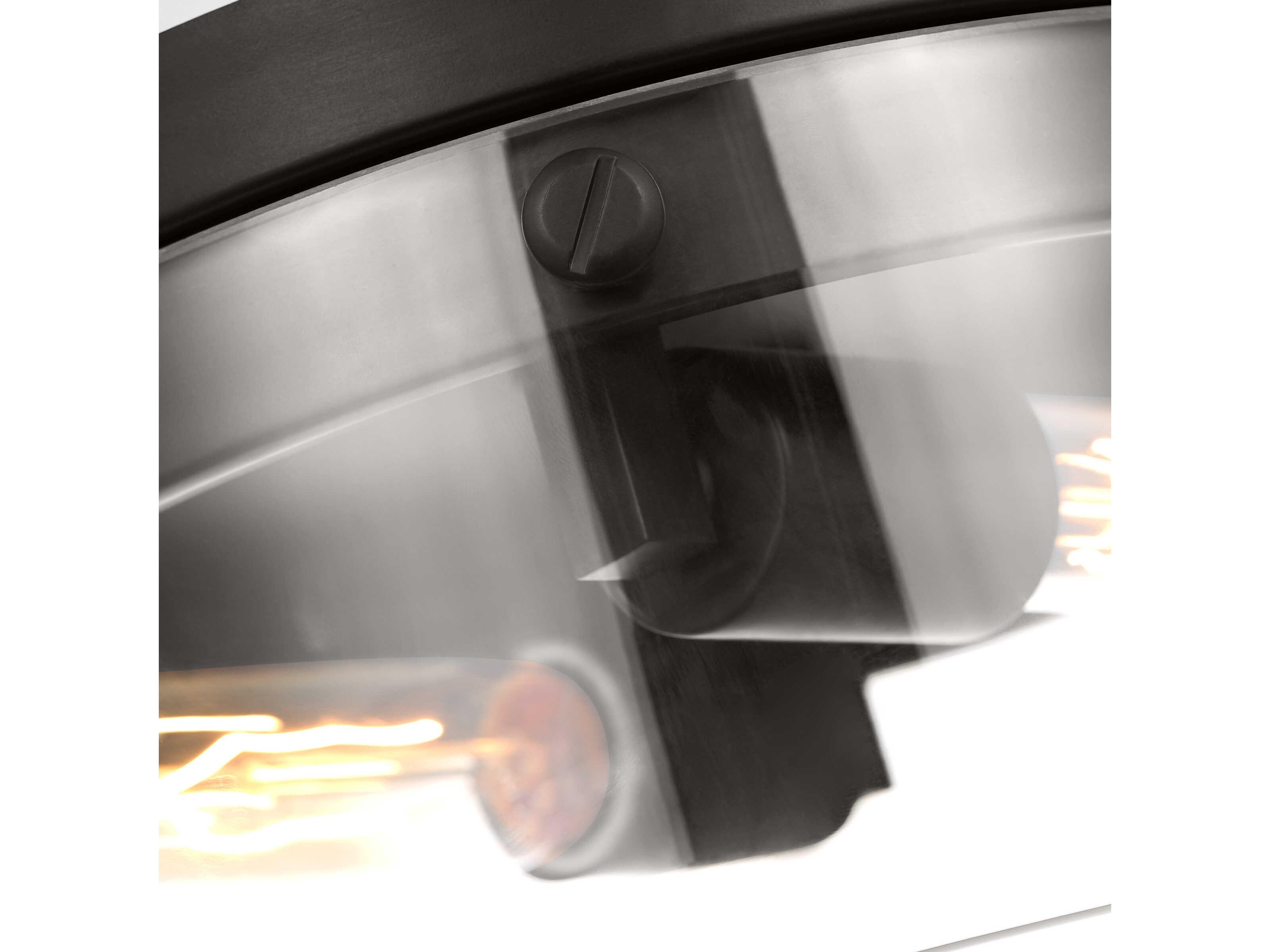 Visual Comfort Studio Garrett 2-Light Aged Iron Black Flush Mount