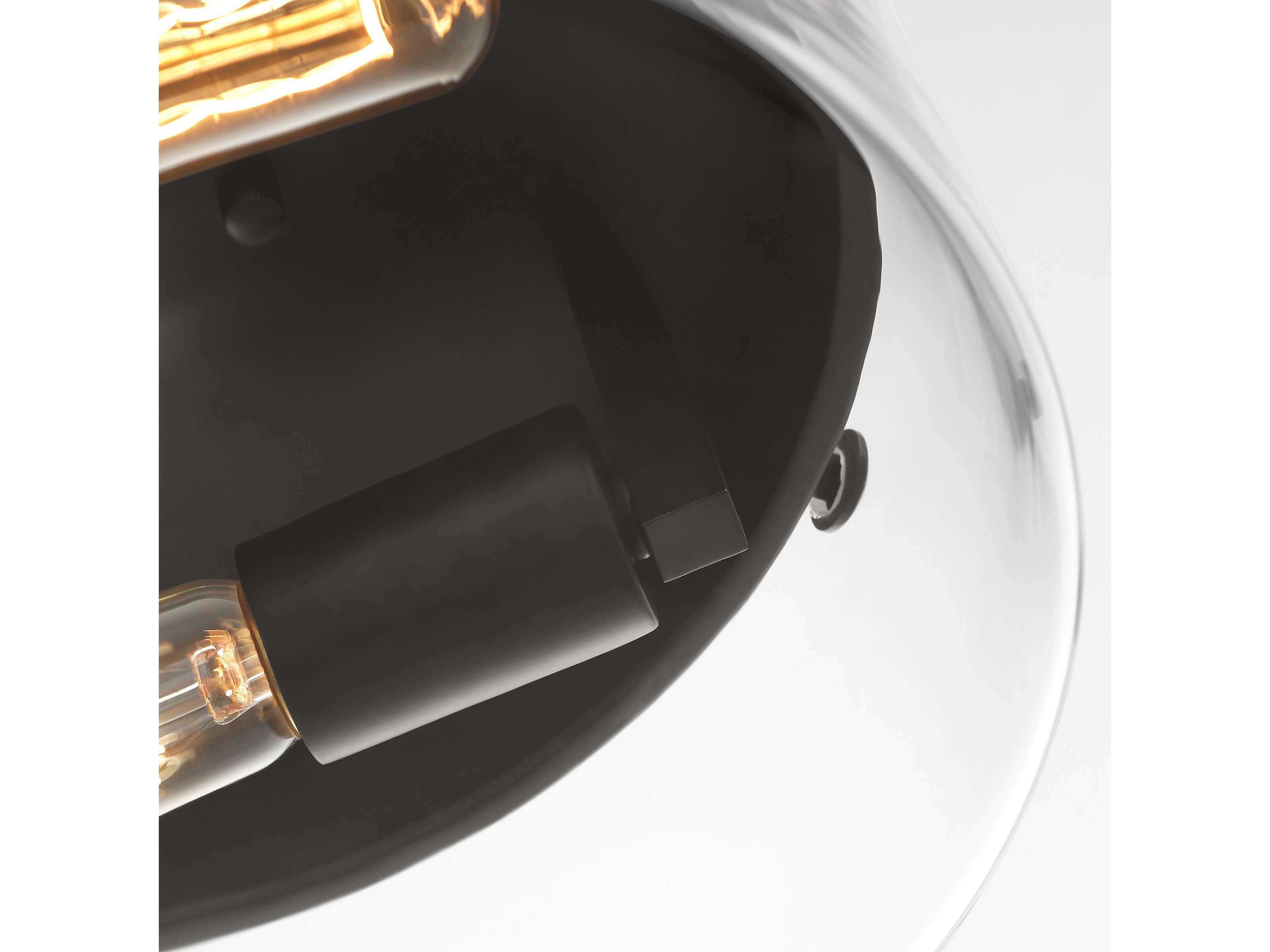 Visual Comfort Studio Garrett 2-Light Aged Iron Black Flush Mount