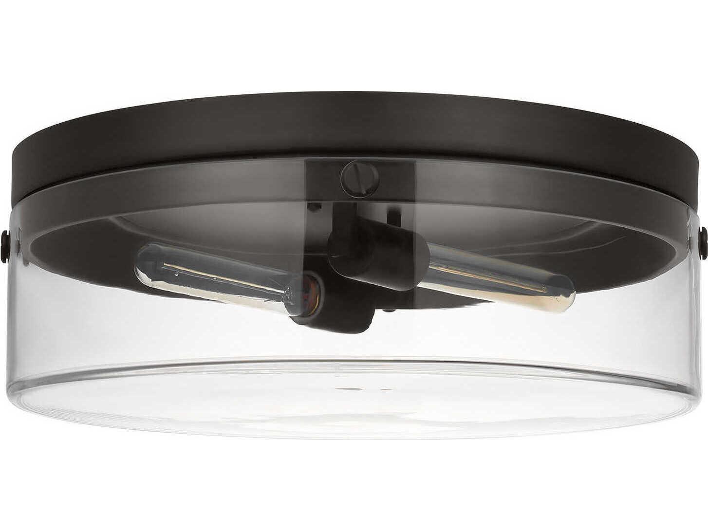 Visual Comfort Studio Garrett 2-Light Aged Iron Black Flush Mount