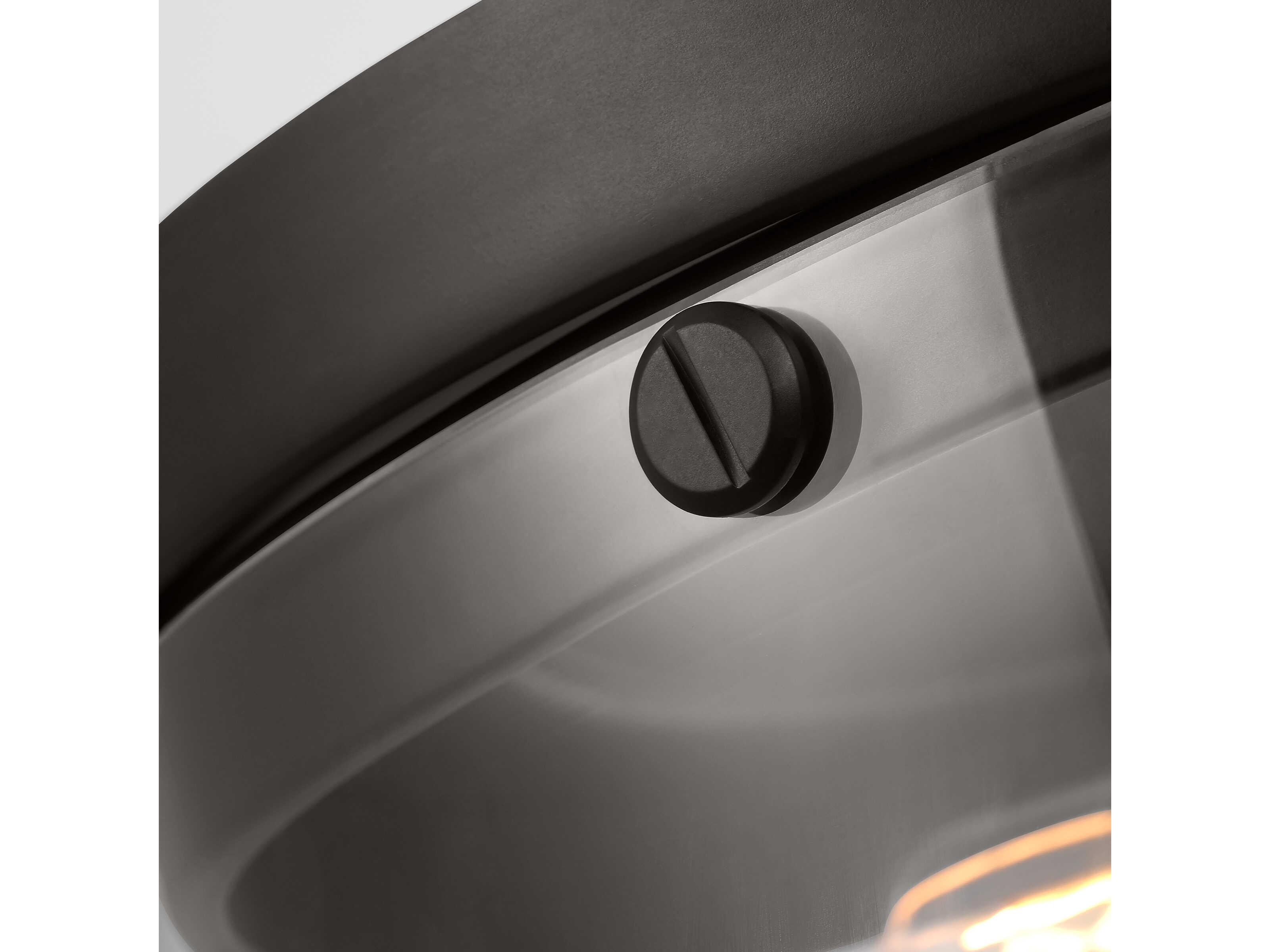 Visual Comfort Studio Garrett 2-Light Aged Iron Black Flush Mount