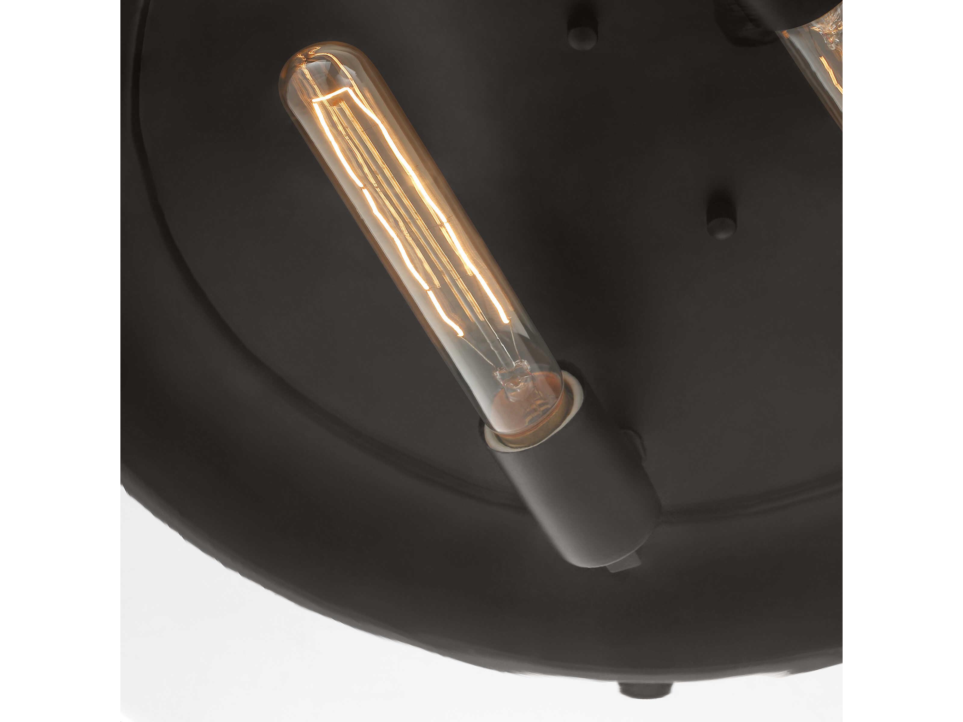 Visual Comfort Studio Garrett 2-Light Aged Iron Black Flush Mount