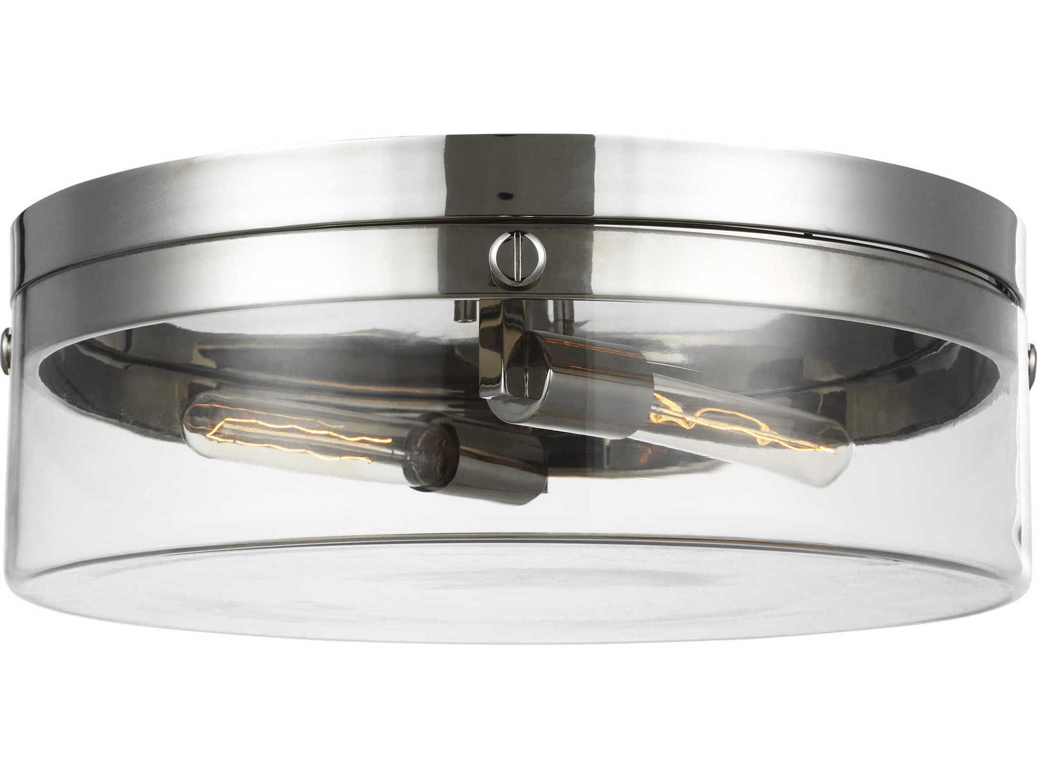 Visual Comfort Studio Garrett 2-Light Polished Nickel Drum Flush Mount