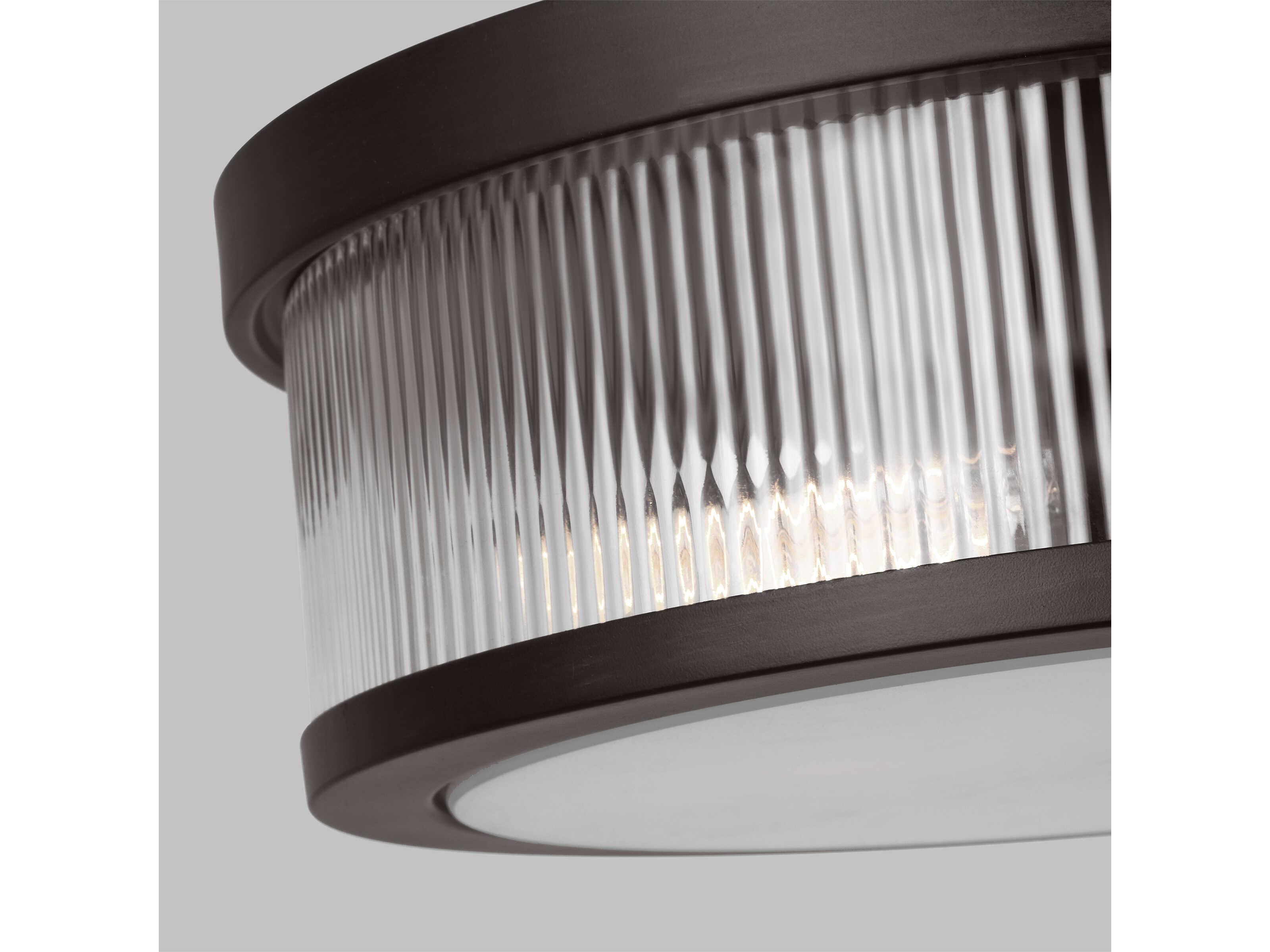 Visual Comfort Studio Geneva 2-Light Aged Iron Black Drum Flush Mount