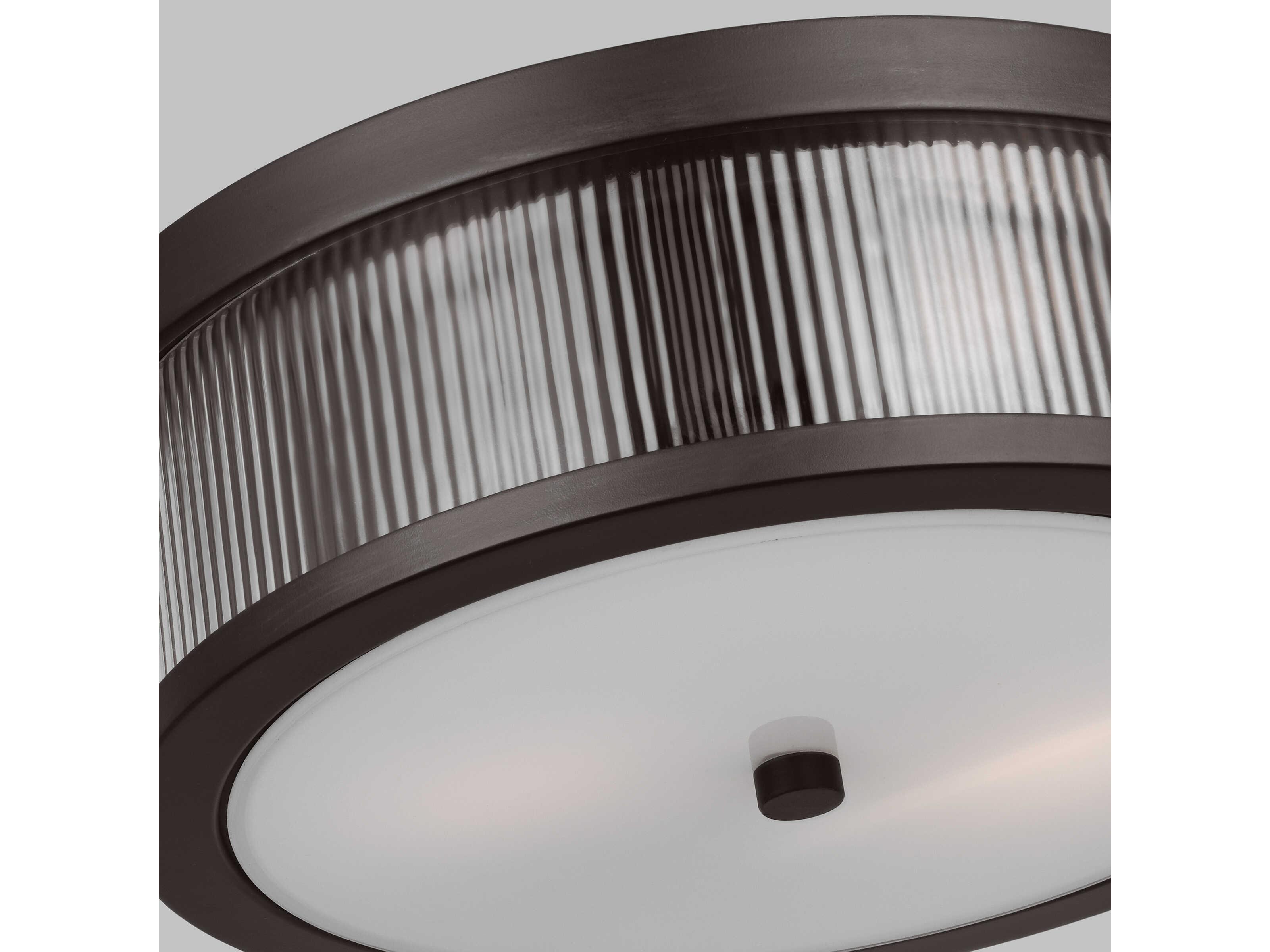 Visual Comfort Studio Geneva 2-Light Aged Iron Black Drum Flush Mount