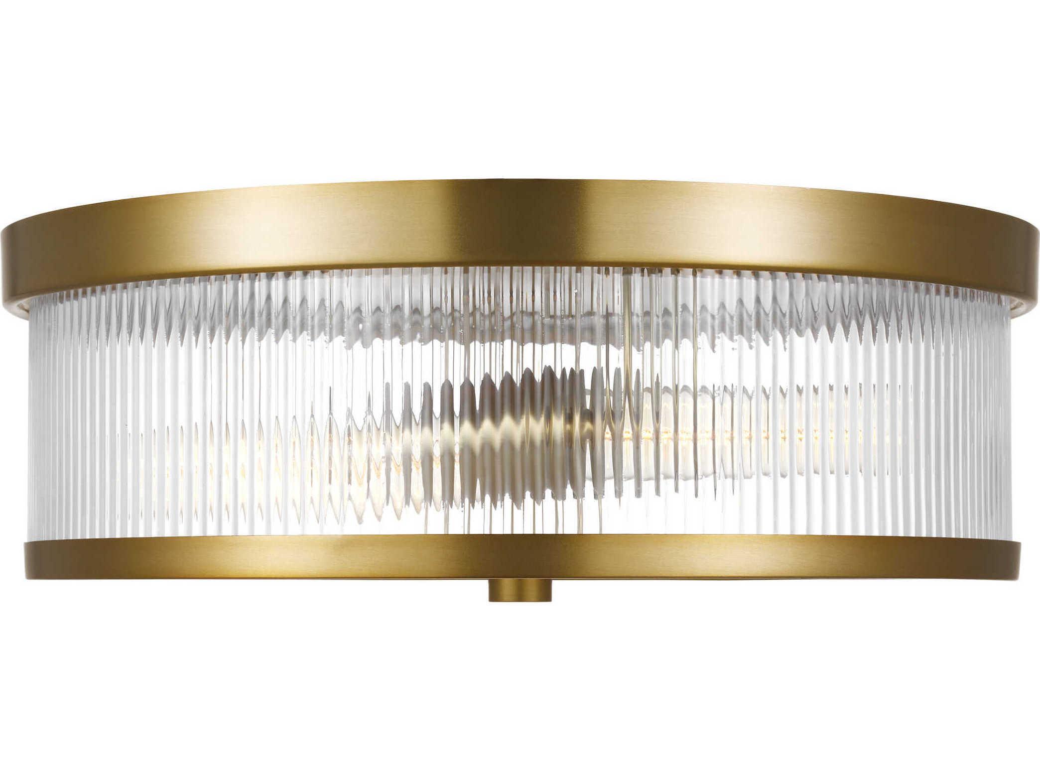 Visual Comfort Studio Geneva 2-Light Burnished Brass Drum Flush Mount