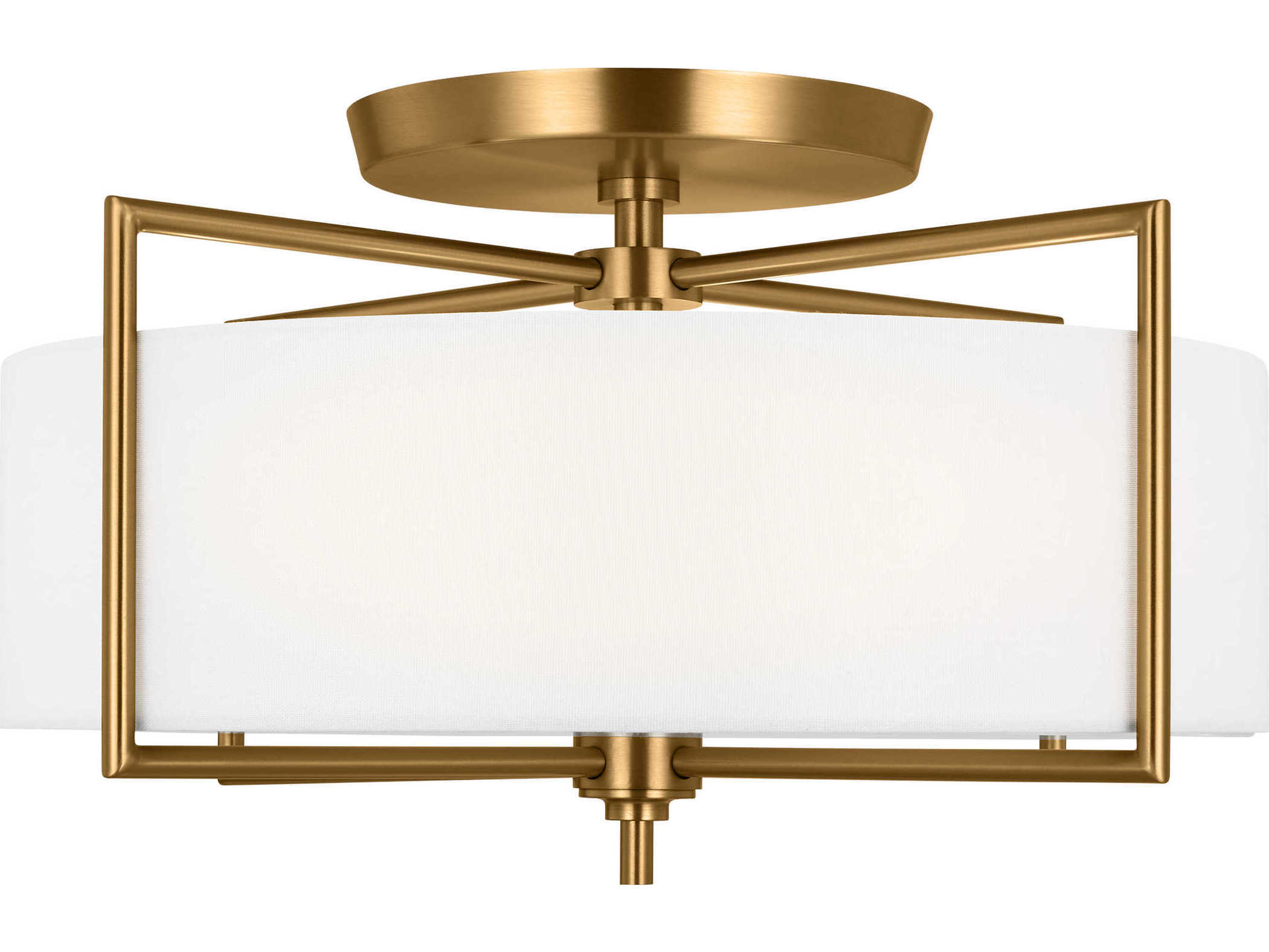 Visual Comfort Studio Perno 3-Light Burnished Brass Drum Semi Flush Mount