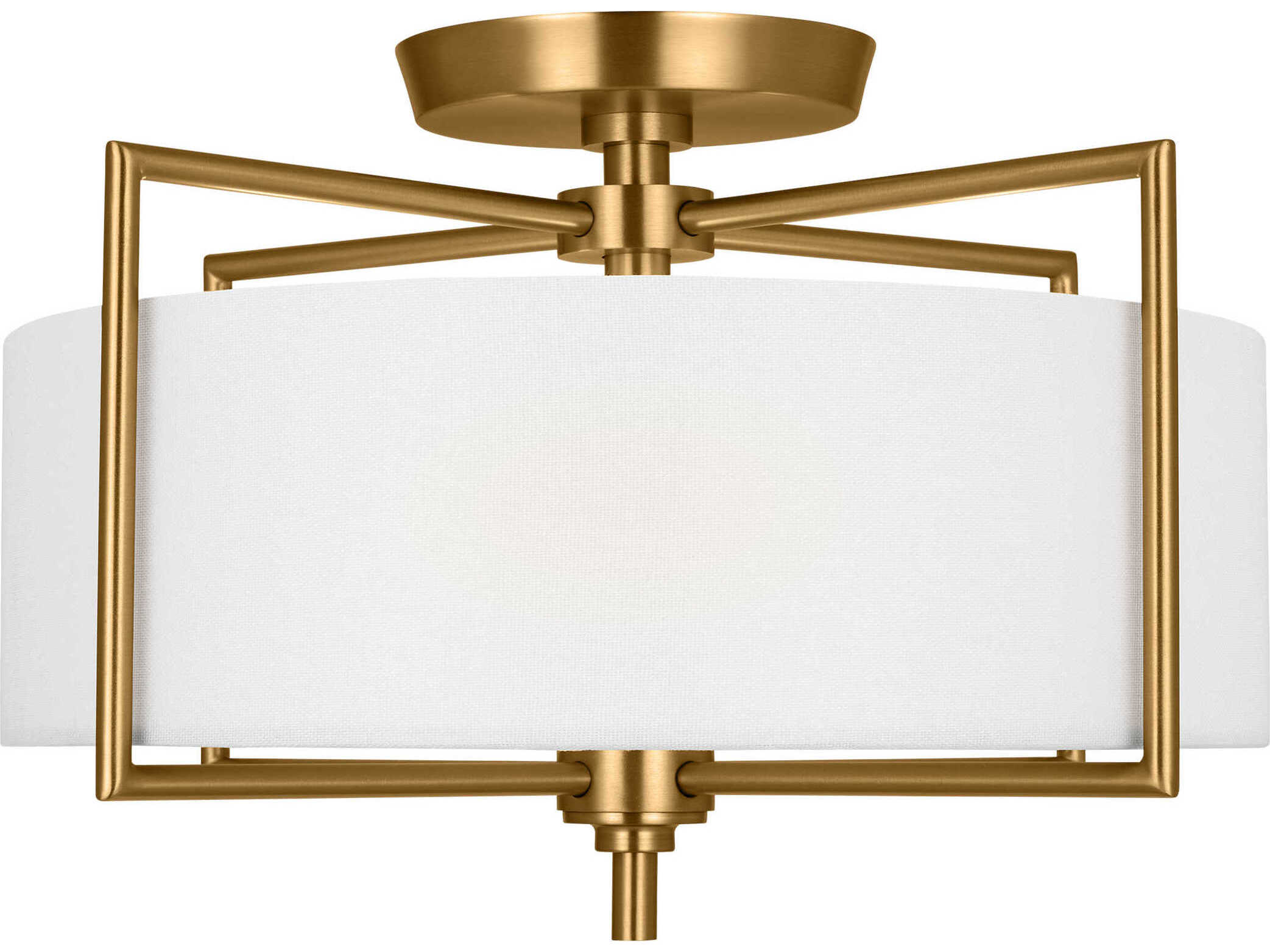 Visual Comfort Studio Perno 2-Light Burnished Brass Drum Semi Flush Mount