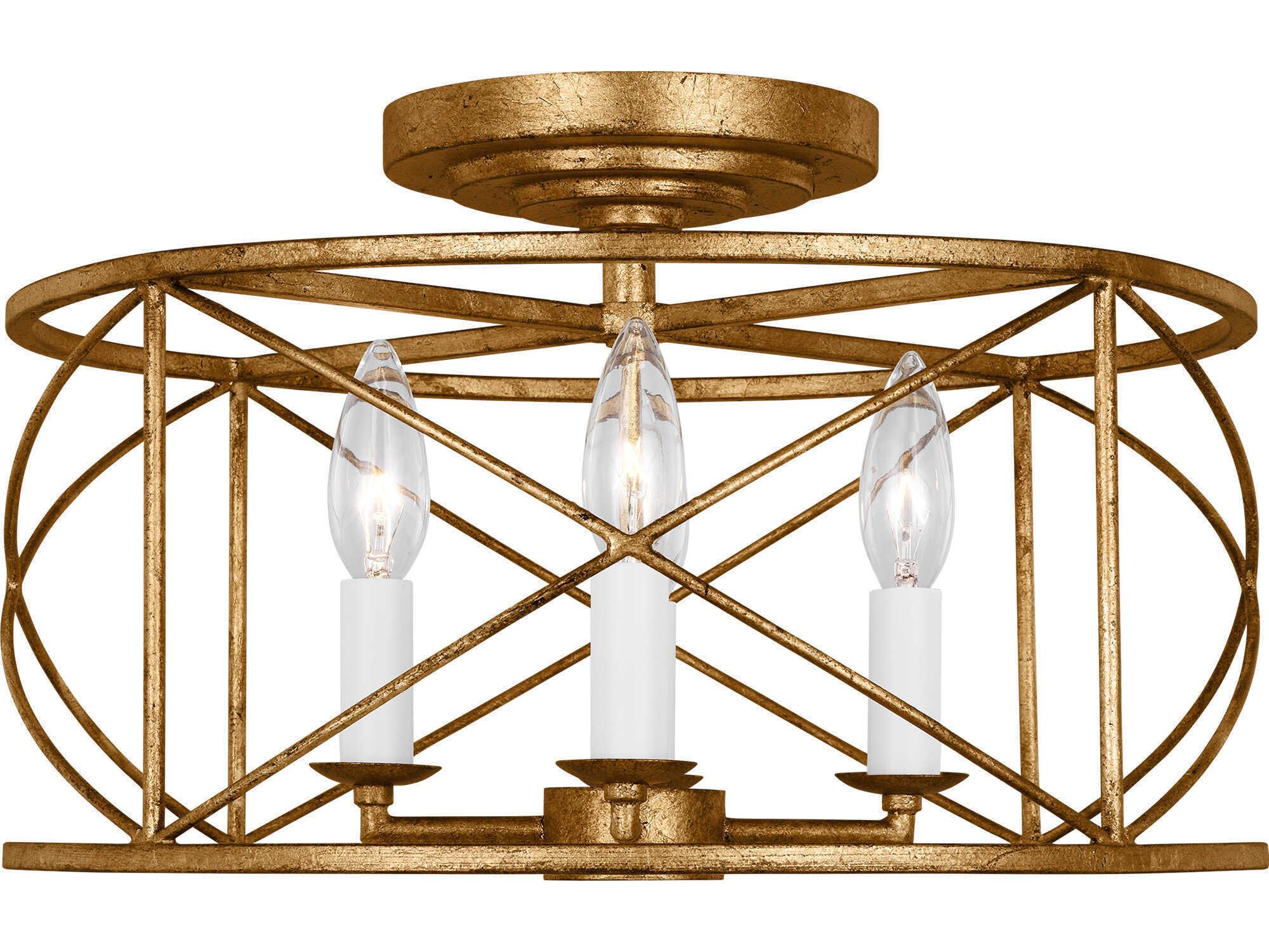 Visual Comfort Studio Beatrix 4-Light Antique Gild Gold Semi Flush Mount