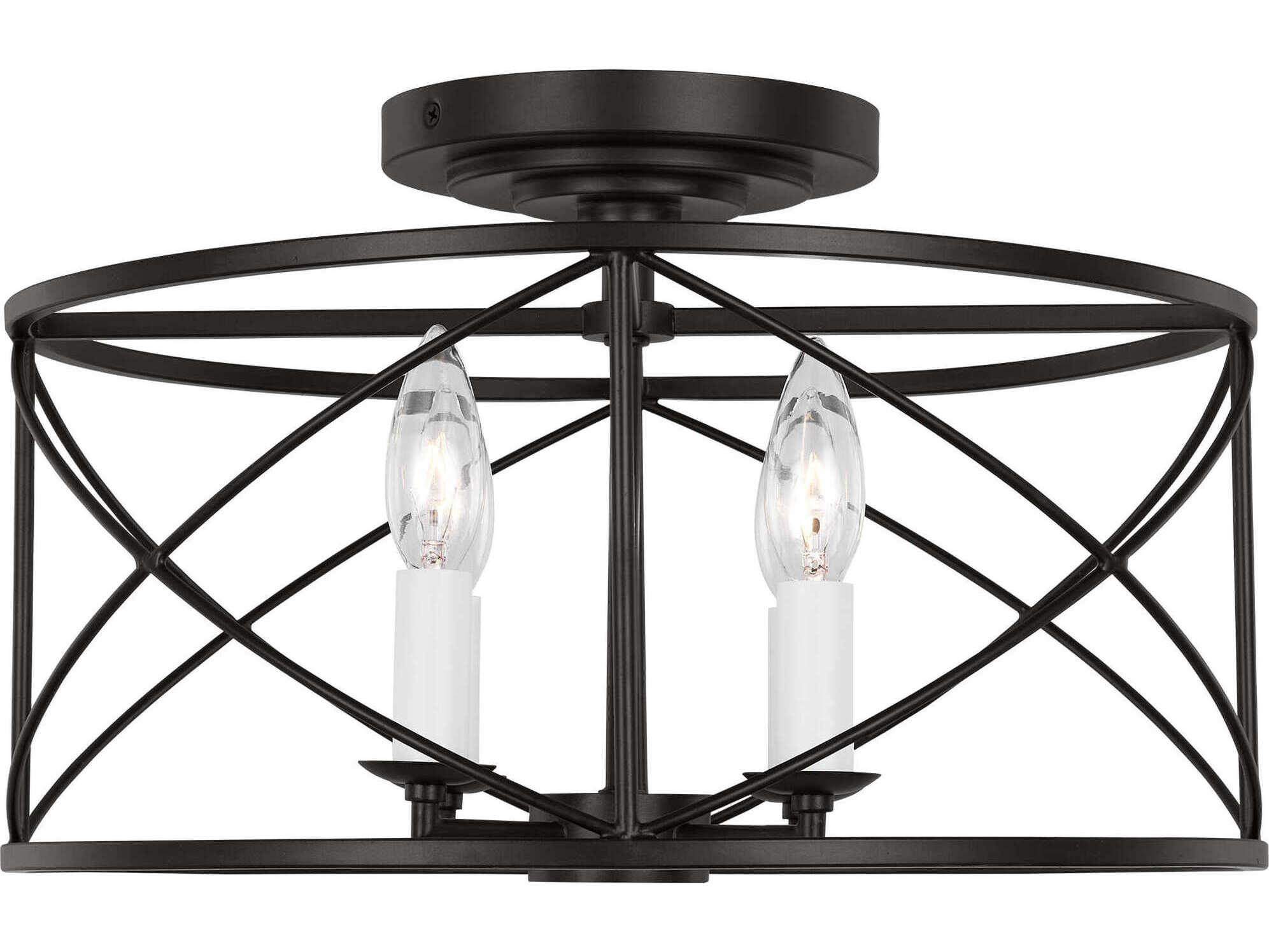 Visual Comfort Studio Beatrix 4-Light Aged Iron Black Semi Flush Mount