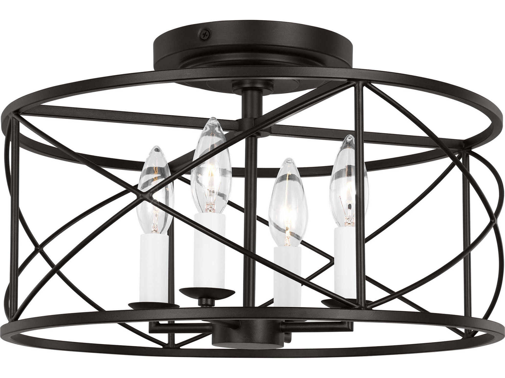 Visual Comfort Studio Beatrix 4-Light Aged Iron Black Semi Flush Mount