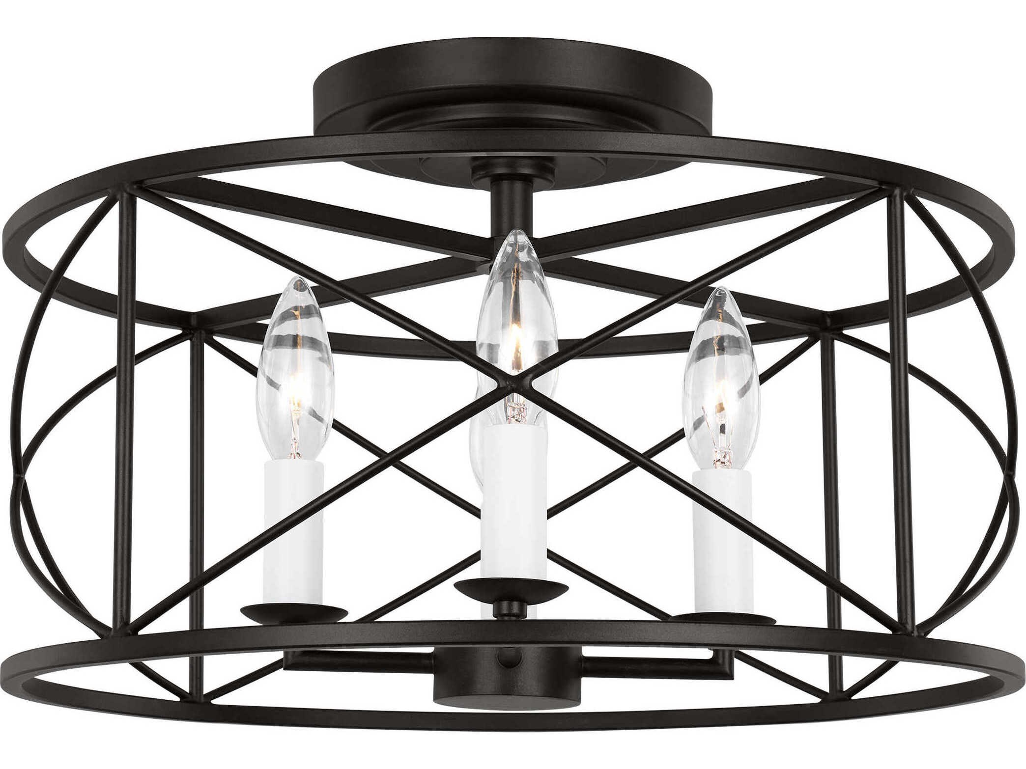 Visual Comfort Studio Beatrix 4-Light Aged Iron Black Semi Flush Mount