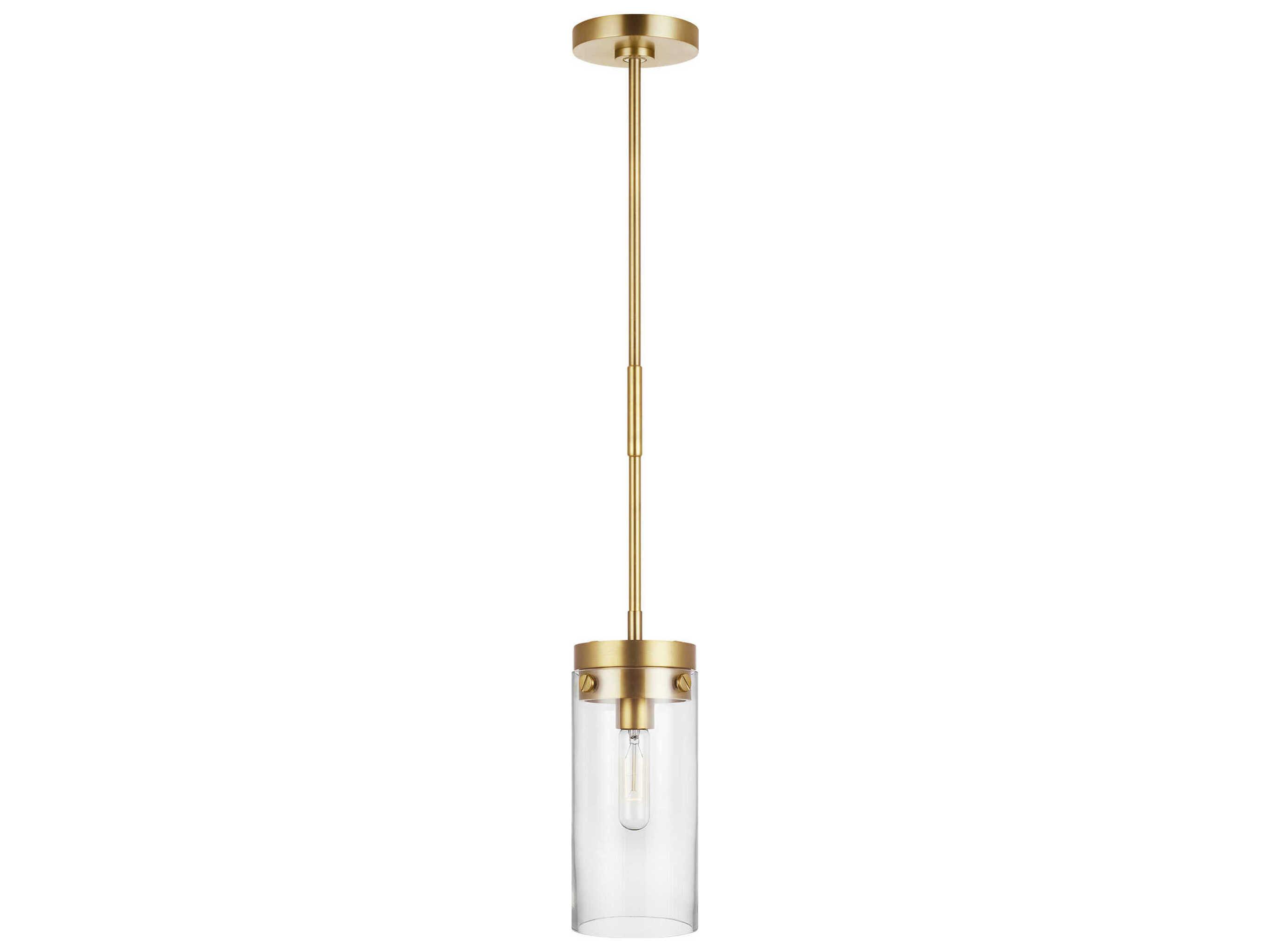 Visual Comfort Studio Garrett 1-Light Burnished Brass Cylinder Mini Pendant