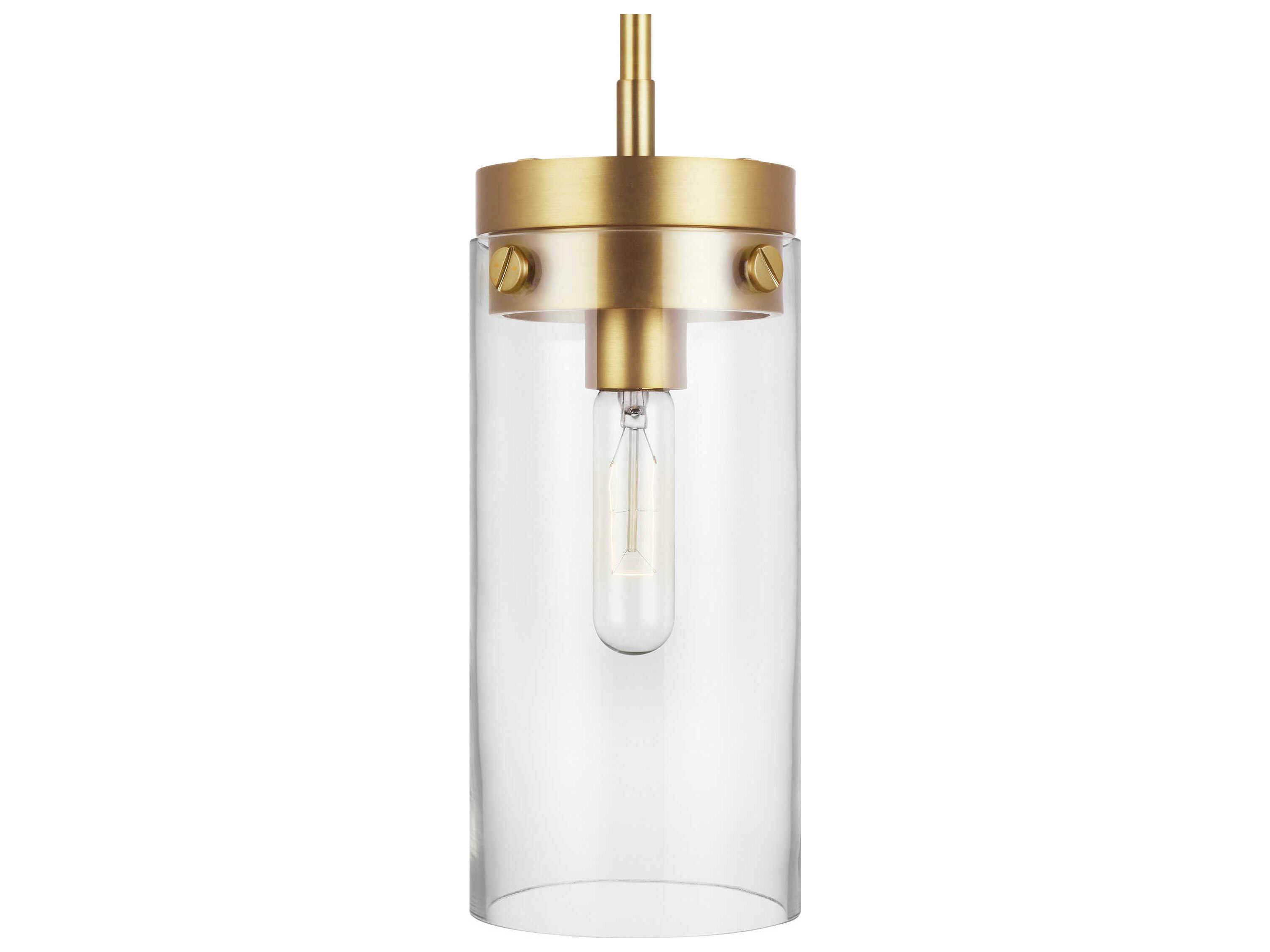 Visual Comfort Studio Garrett 1-Light Burnished Brass Cylinder Mini Pendant