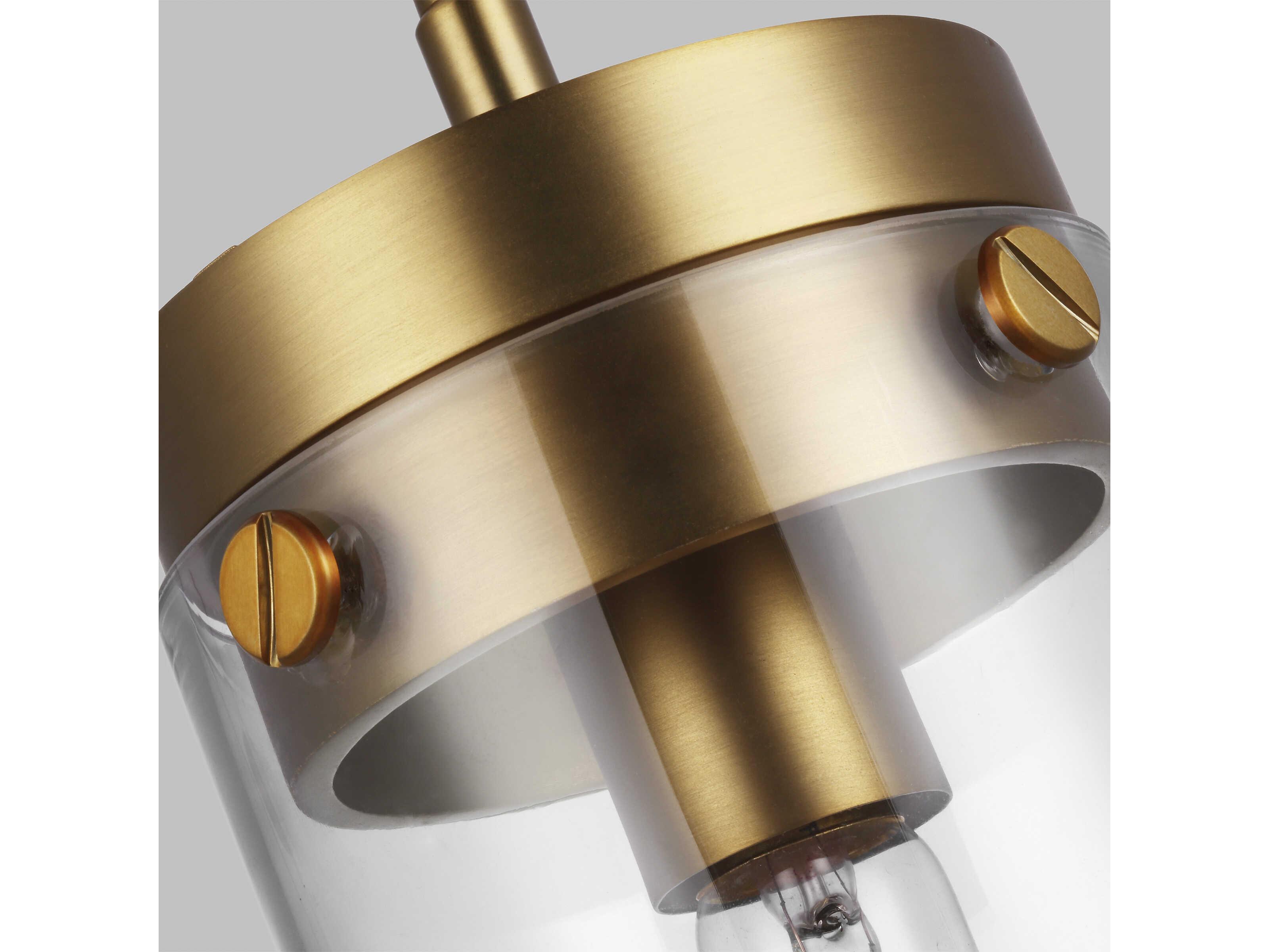 Visual Comfort Studio Garrett 1-Light Burnished Brass Cylinder Mini Pendant