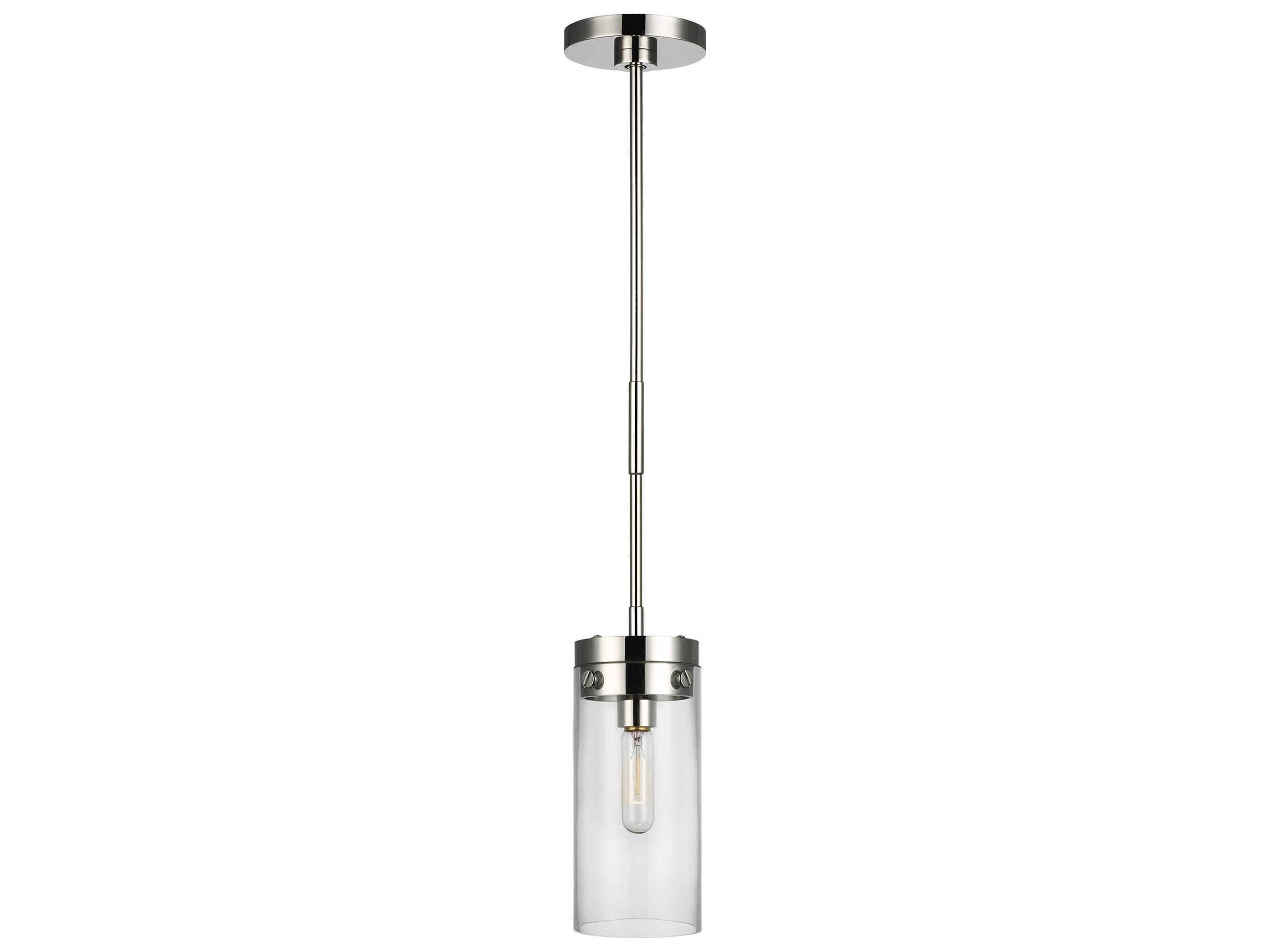 Visual Comfort Studio Garrett 1-Light Polished Nickel Cylinder Mini Pendant