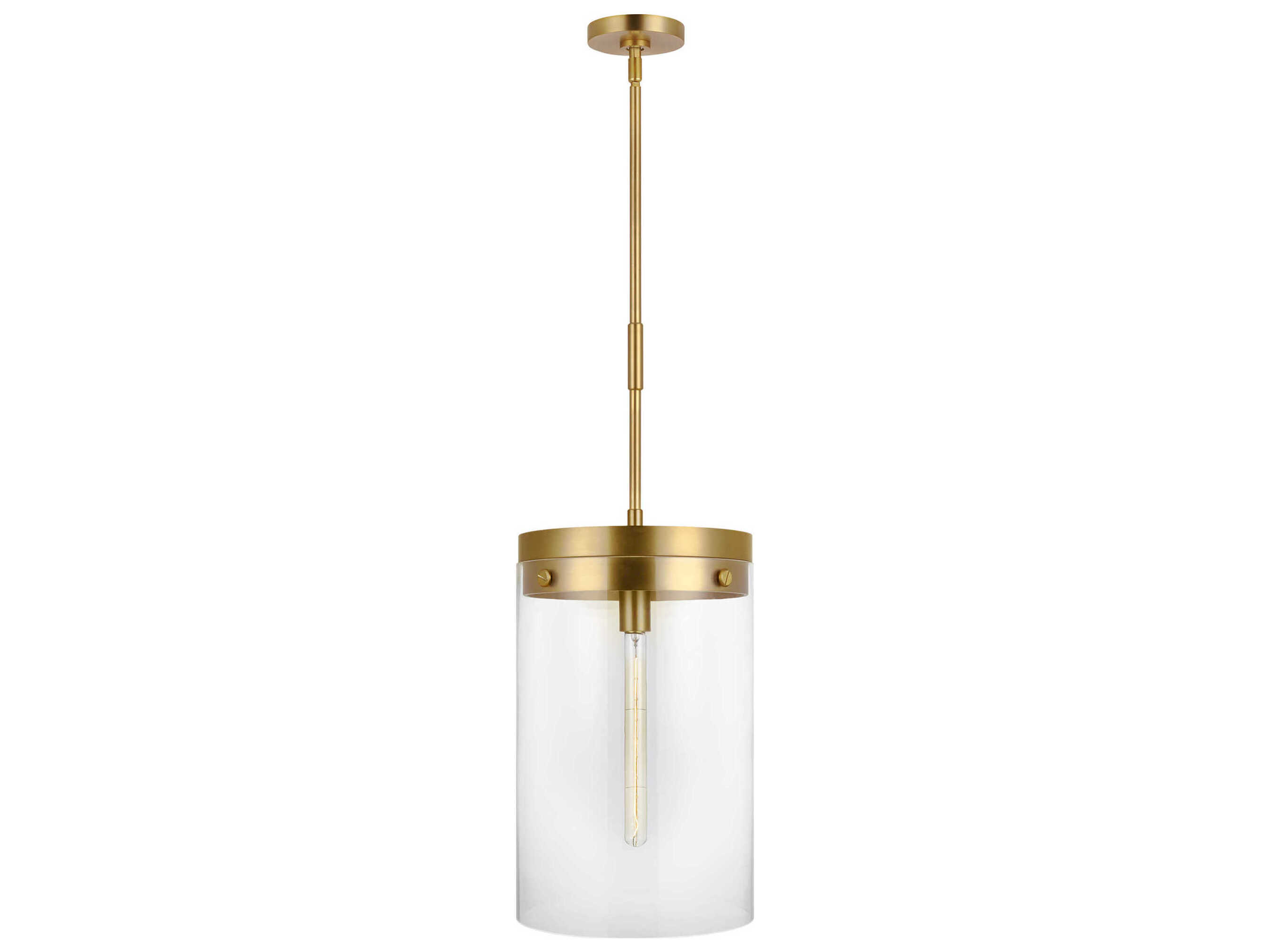 Visual Comfort Studio Garrett 1-Light Burnished Brass Cylinder Mini Pendant