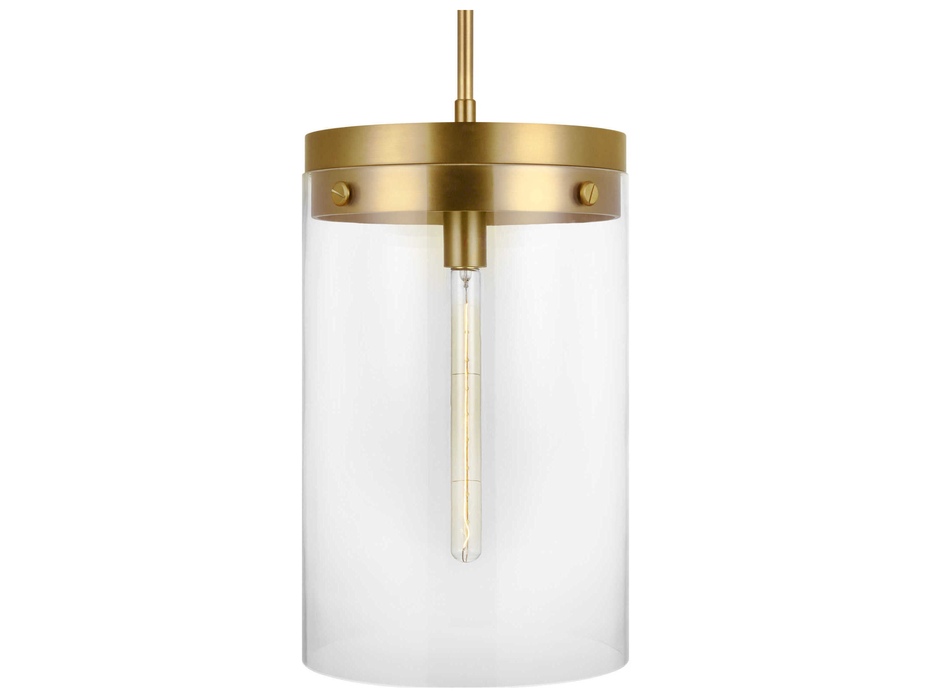 Visual Comfort Studio Garrett 1-Light Burnished Brass Cylinder Mini Pendant