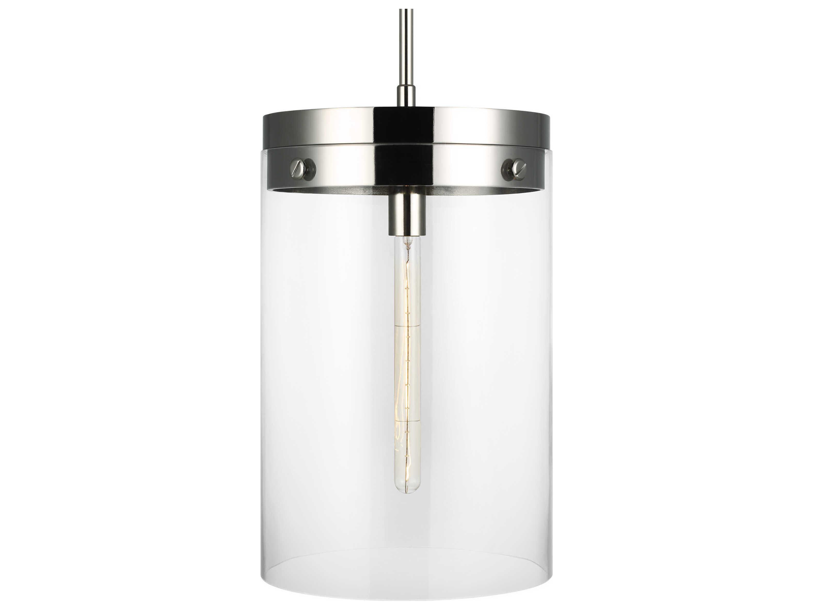 Visual Comfort Studio Garrett 1-Light Polished Nickel Cylinder Mini Pendant