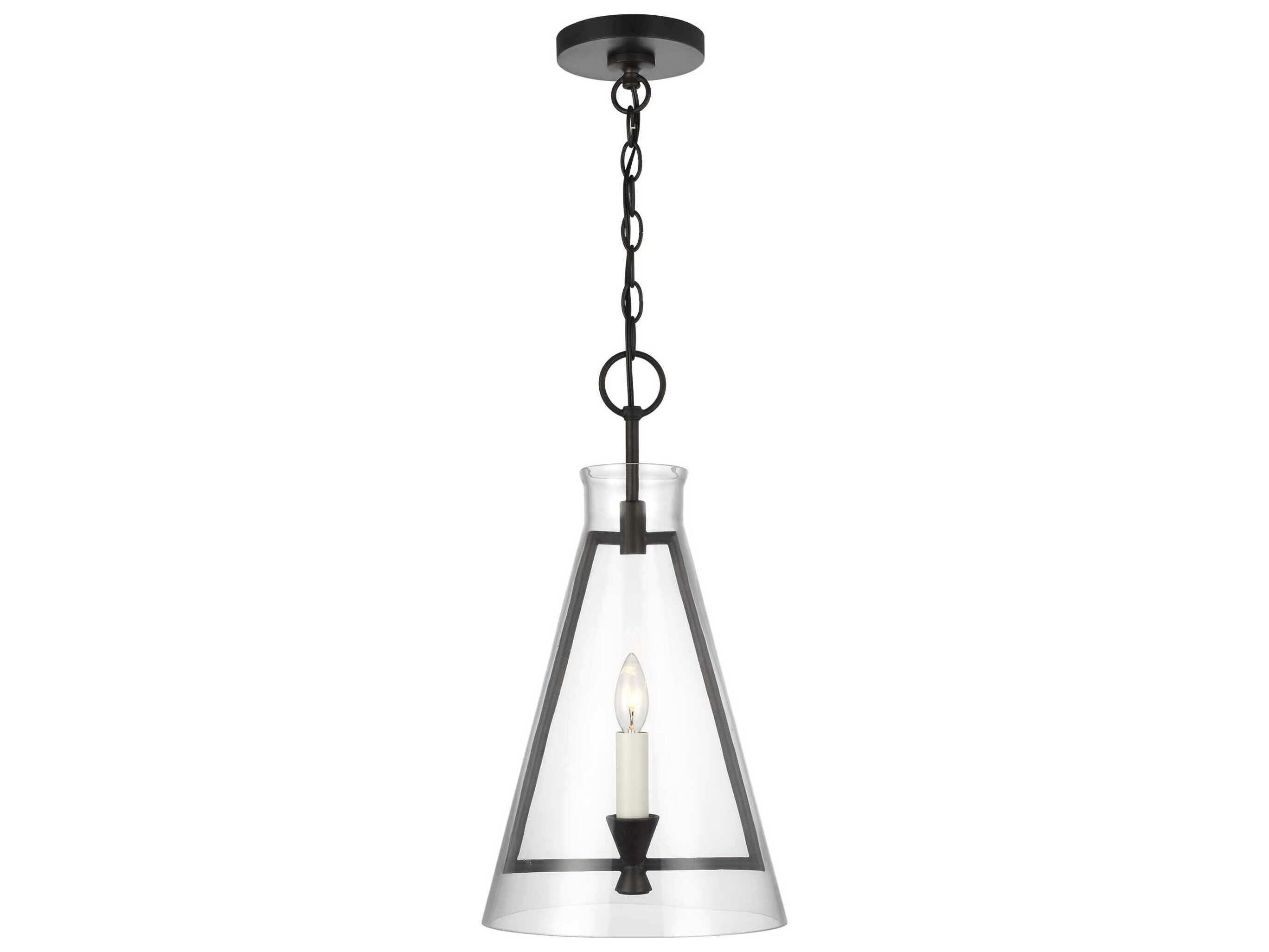 Visual Comfort Studio Keystone 1-Light Aged Iron Black Mini Pendant