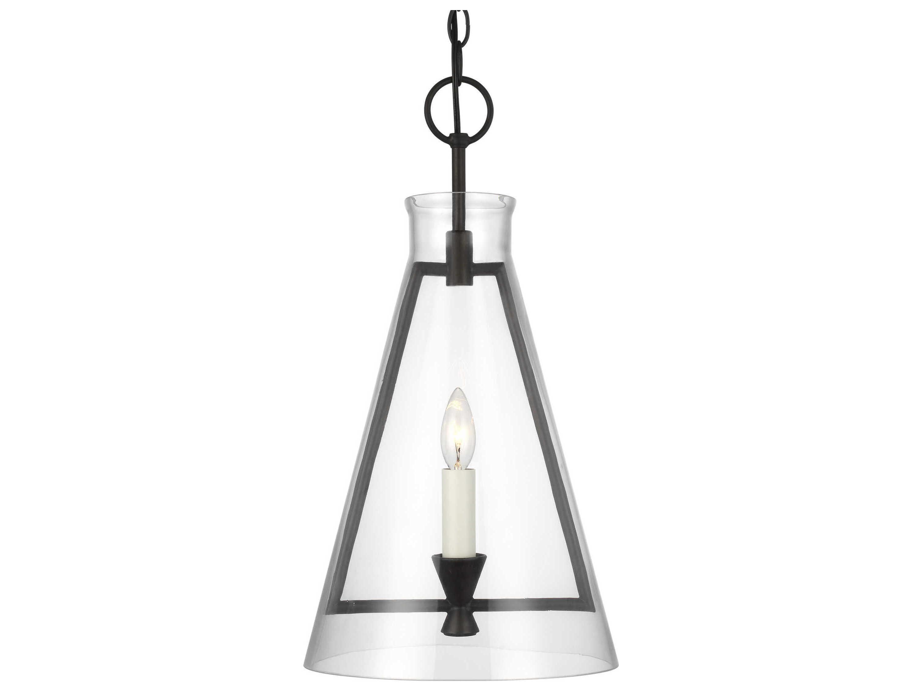 Visual Comfort Studio Keystone 1-Light Aged Iron Black Mini Pendant