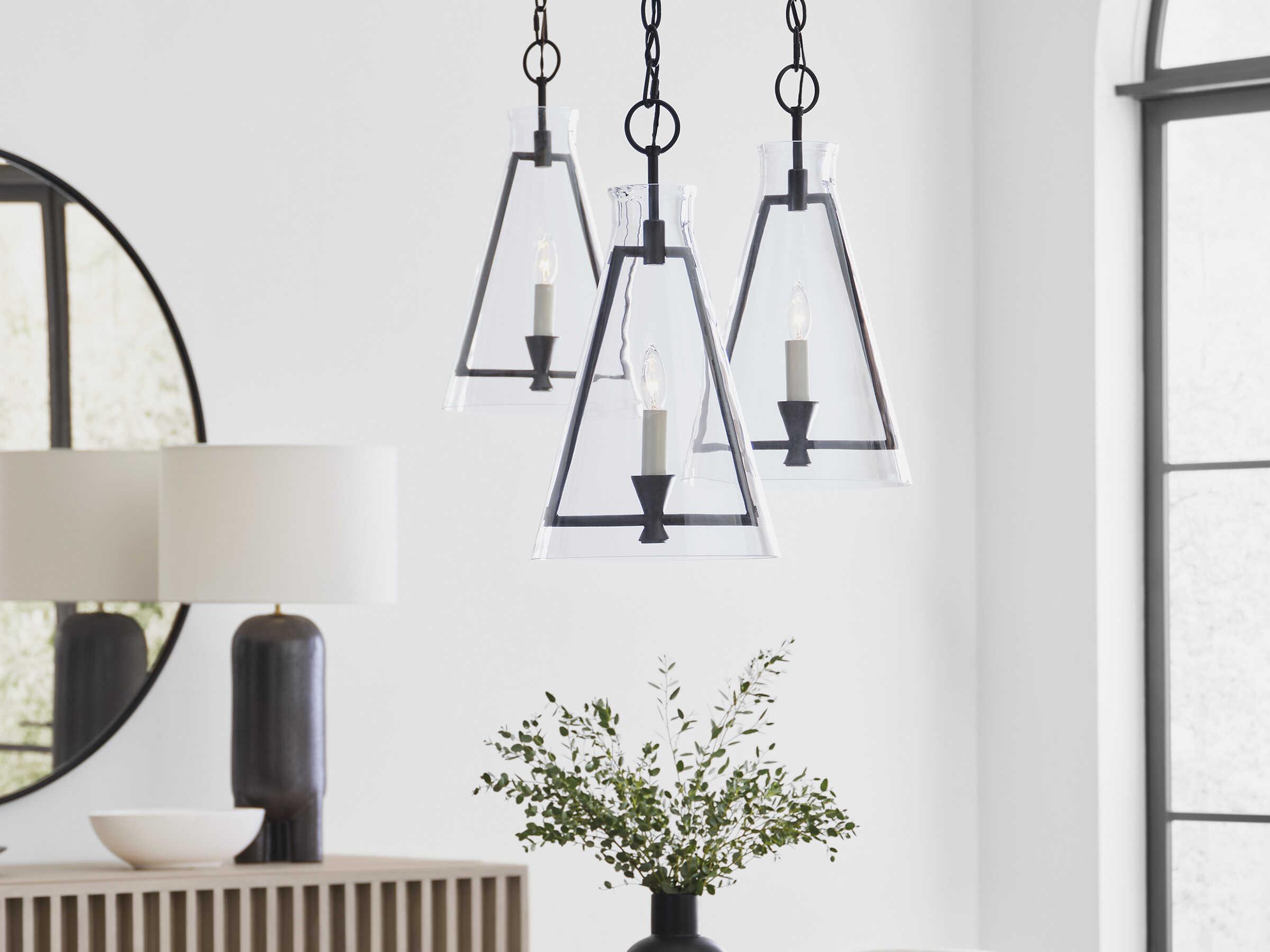Visual Comfort Studio Keystone 1-Light Aged Iron Black Mini Pendant