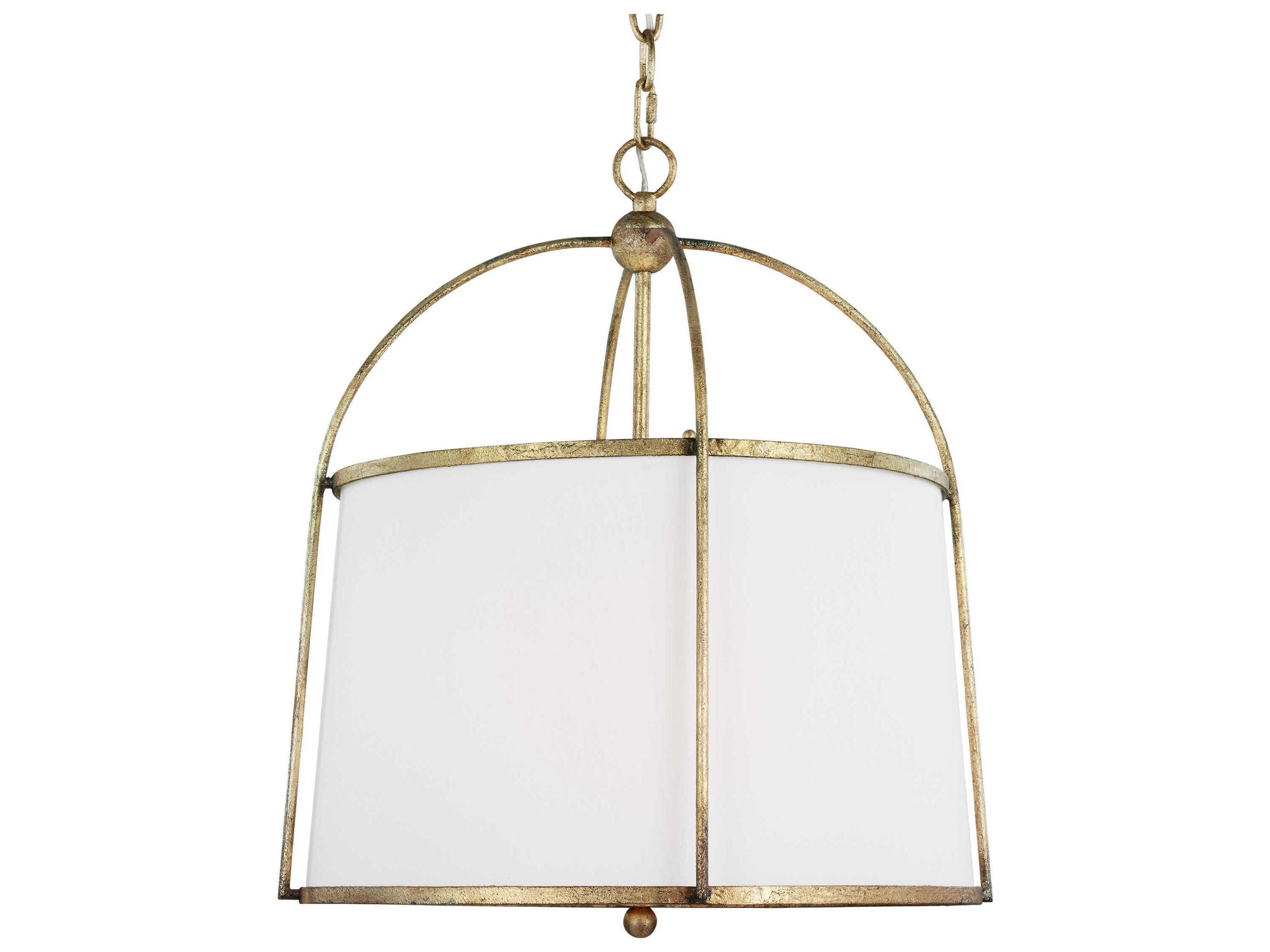 Visual Comfort Studio Stonington 2-Light Antique Gild Gold Drum Pendant