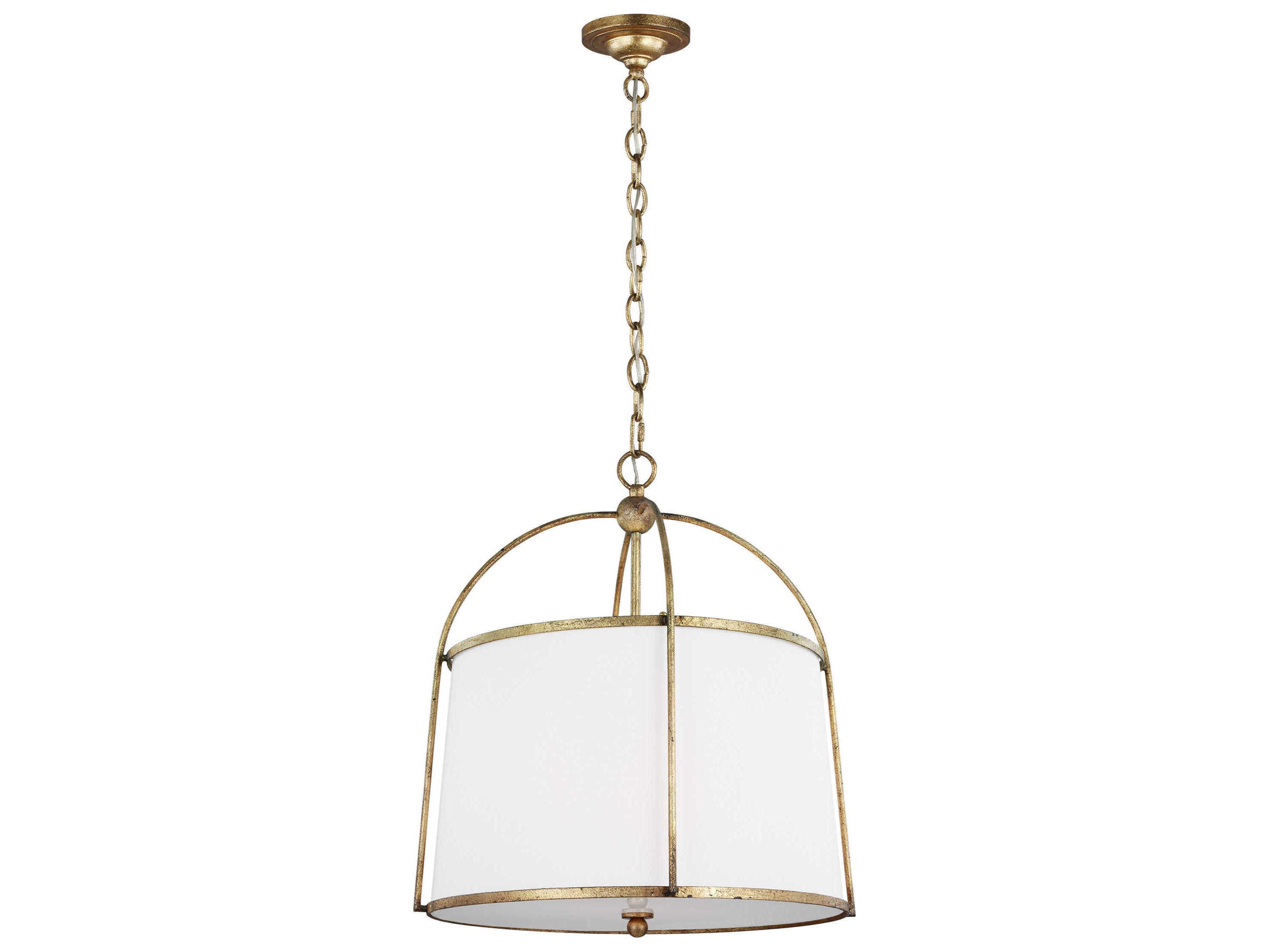 Visual Comfort Studio Stonington 2-Light Antique Gild Gold Drum Pendant