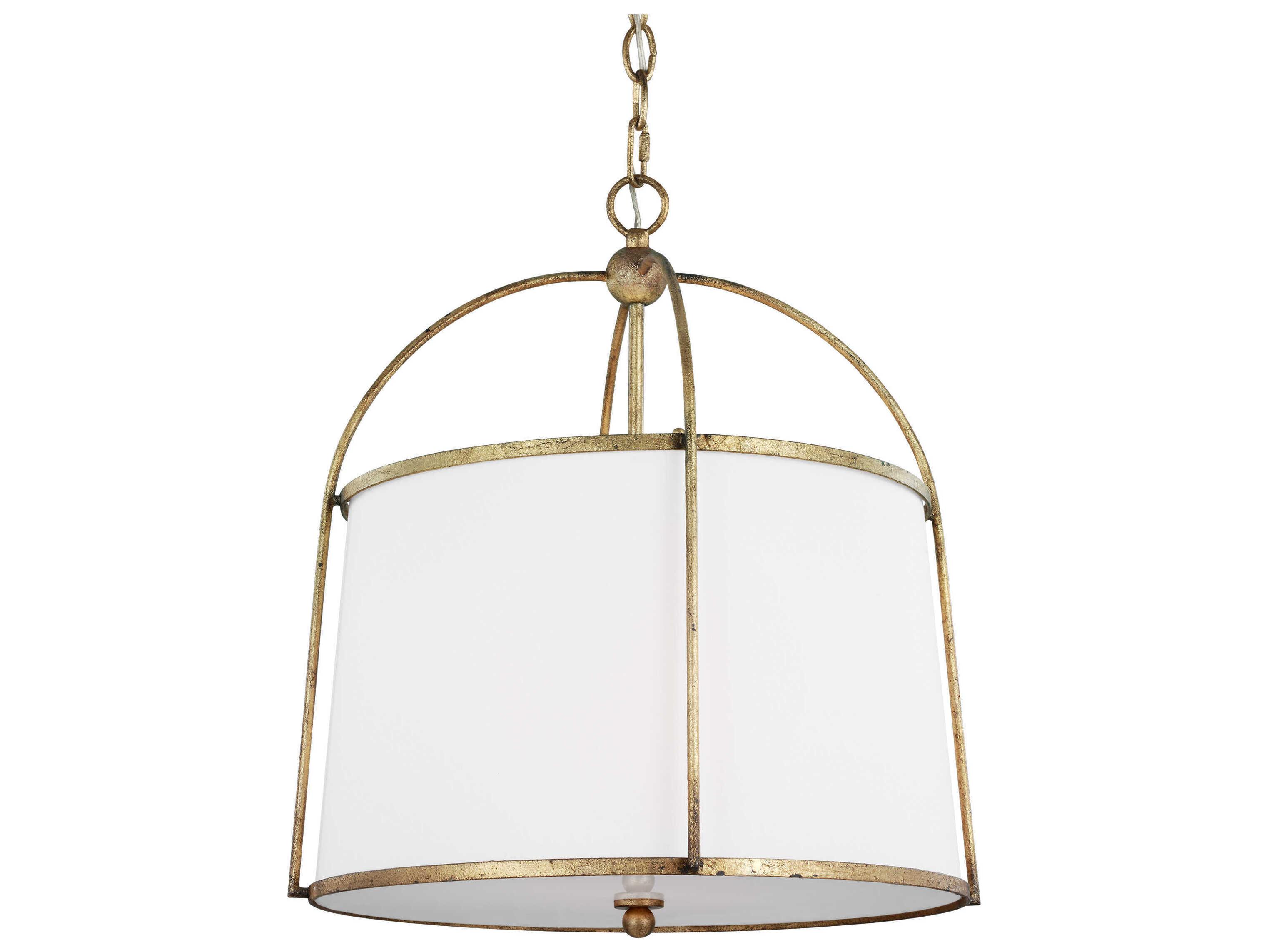 Visual Comfort Studio Stonington 2-Light Antique Gild Gold Drum Pendant