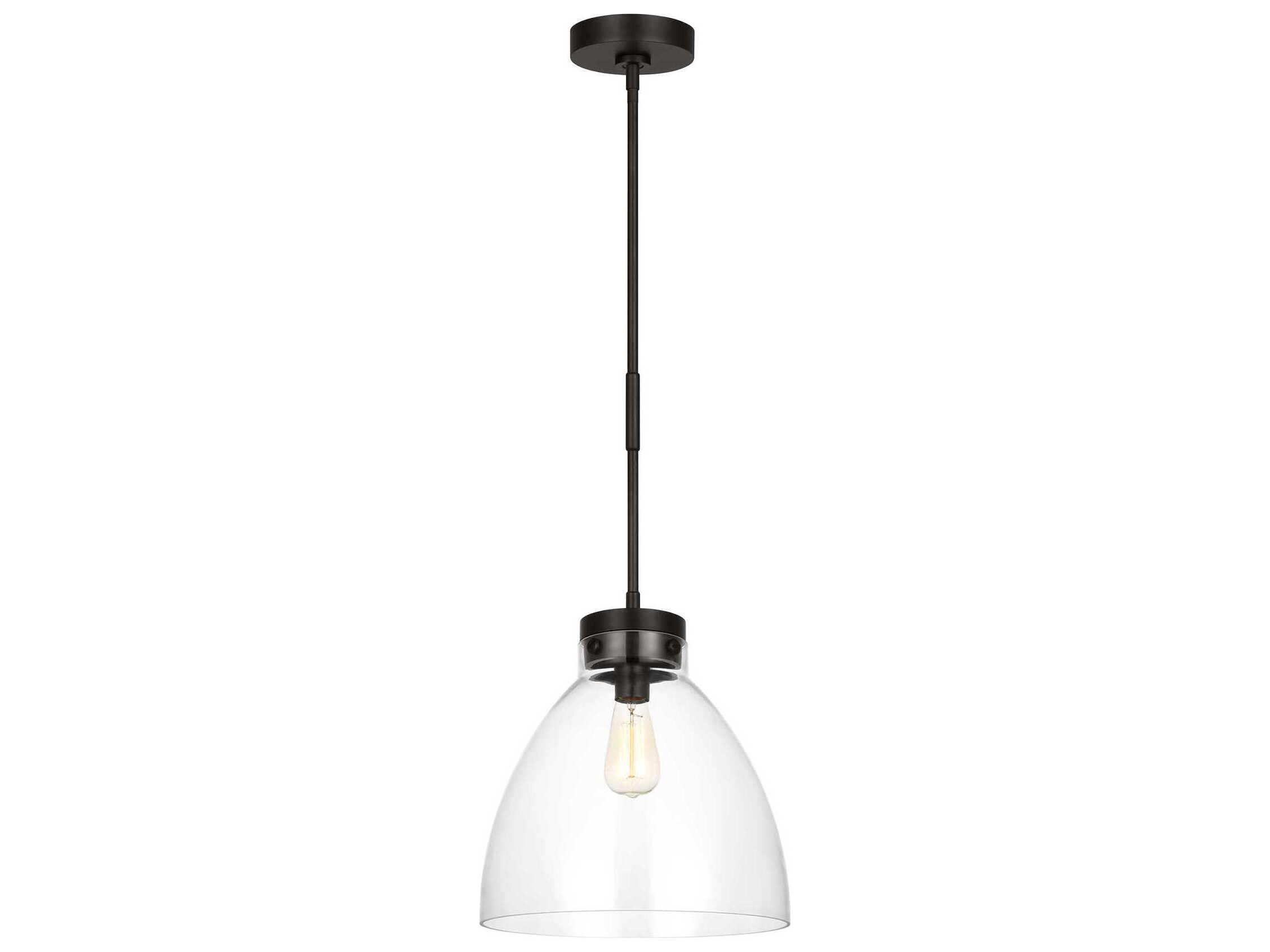 Visual Comfort Studio Garrett 1-Light Aged Iron Black Pendant