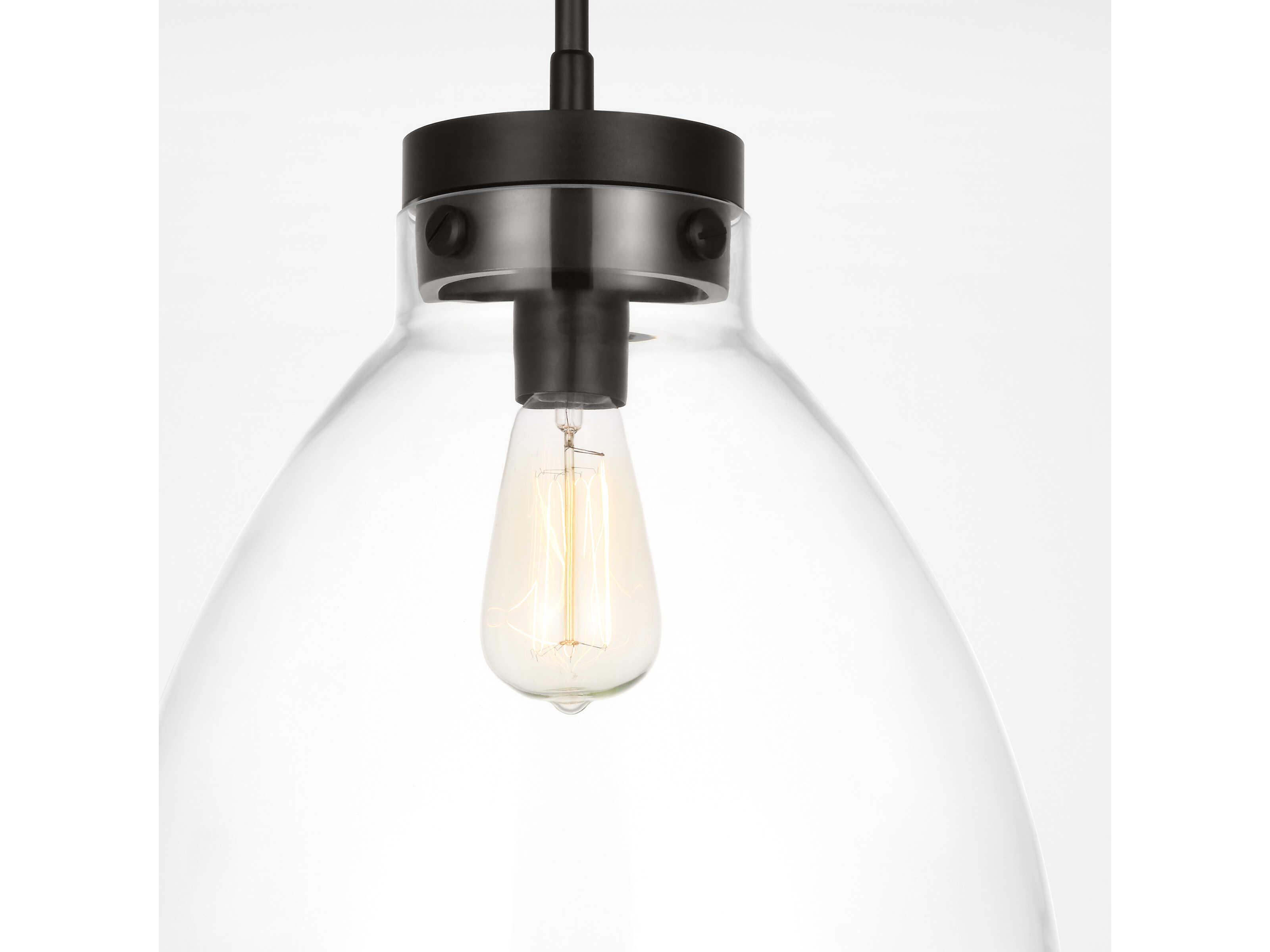Visual Comfort Studio Garrett 1-Light Aged Iron Black Pendant