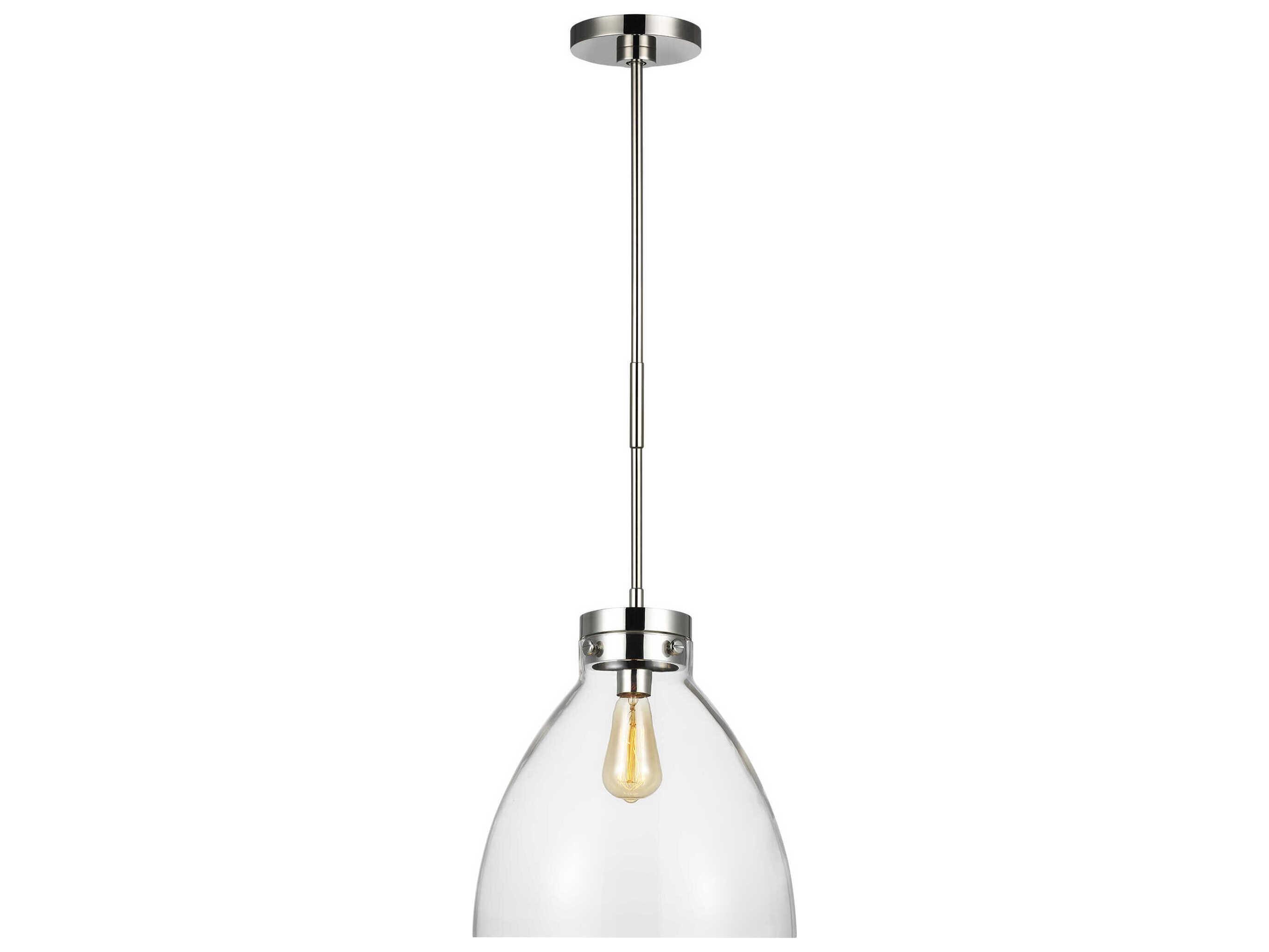Visual Comfort Studio Garrett 1-Light Polished Nickel Dome Pendant