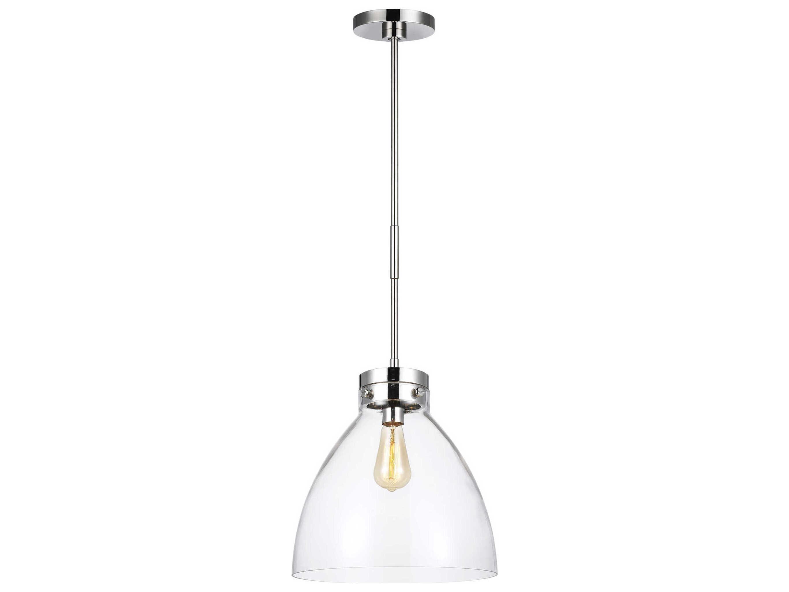 Visual Comfort Studio Garrett 1-Light Polished Nickel Dome Pendant