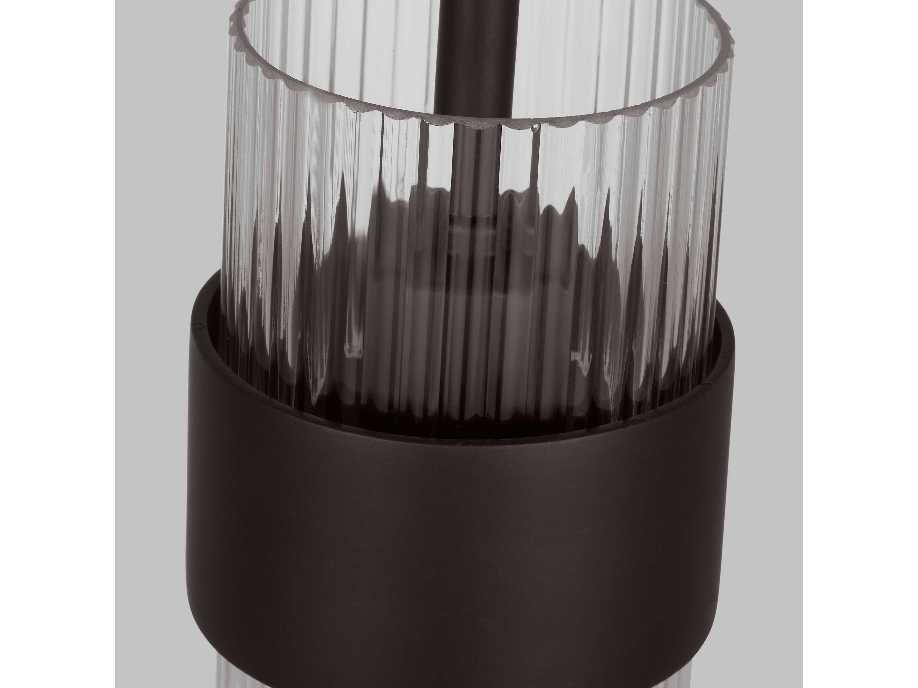 Visual Comfort Studio Geneva 1-Light Aged Iron Black Cylinder Mini Pendant