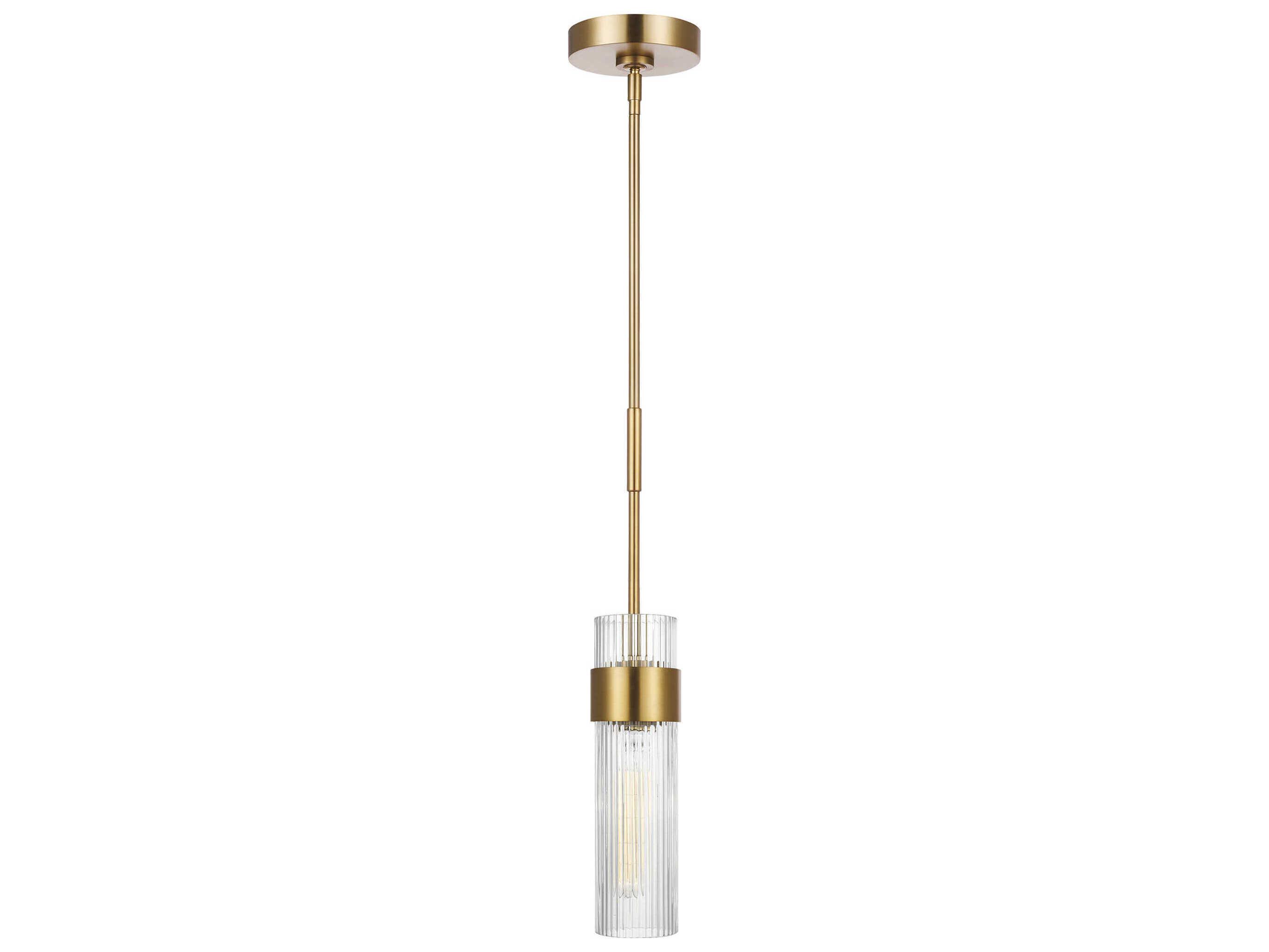 Visual Comfort Studio Geneva 1-Light Burnished Brass Cylinder Mini Pendant