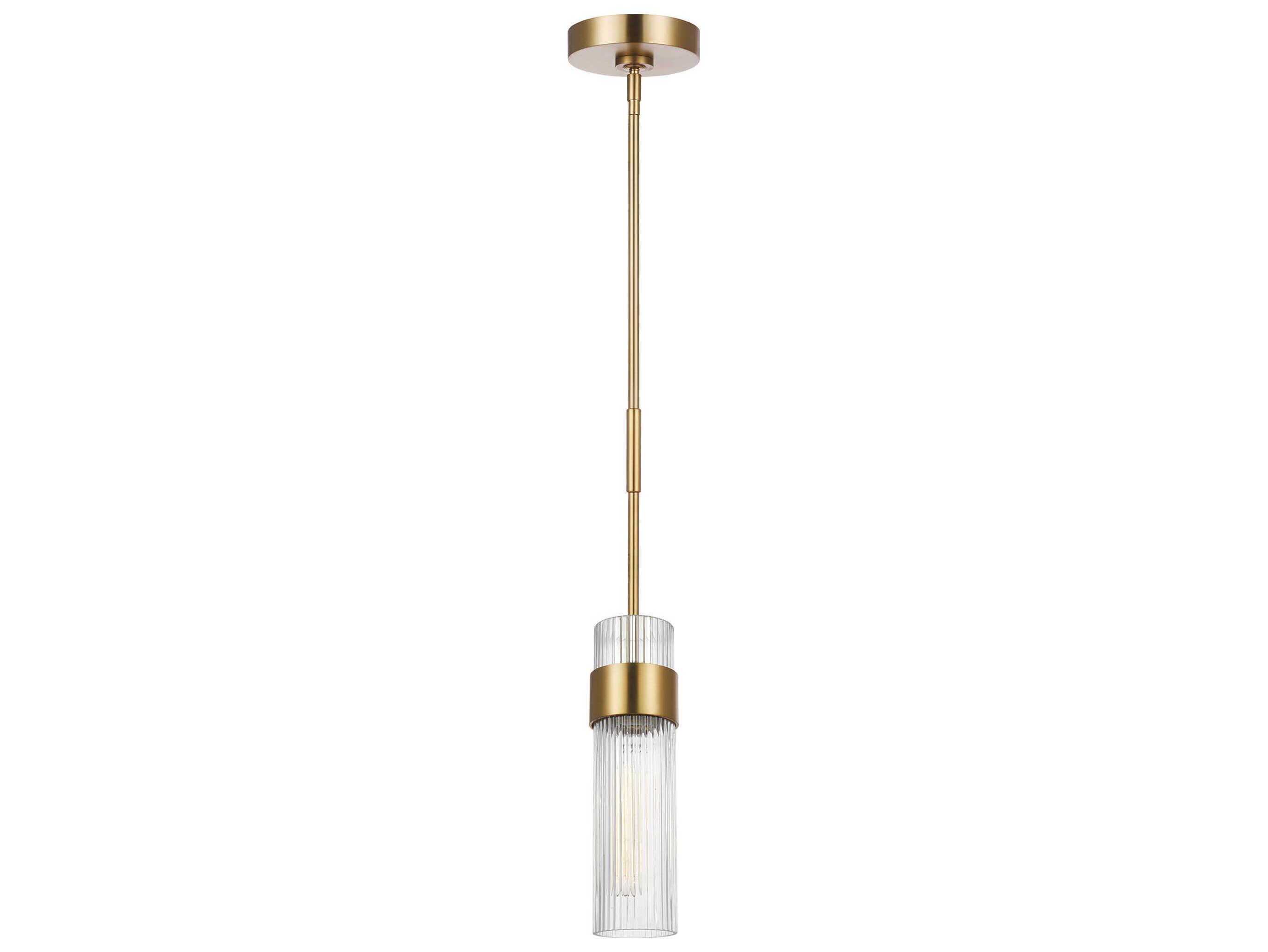 Visual Comfort Studio Geneva 1-Light Burnished Brass Cylinder Mini Pendant