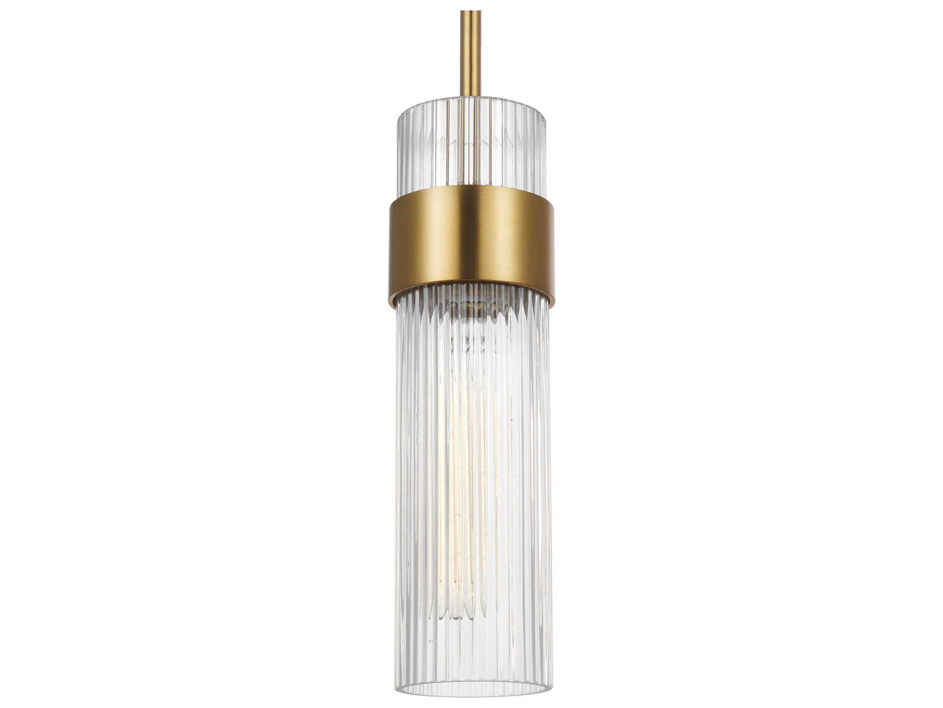 Visual Comfort Studio Geneva 1-Light Burnished Brass Cylinder Mini Pendant