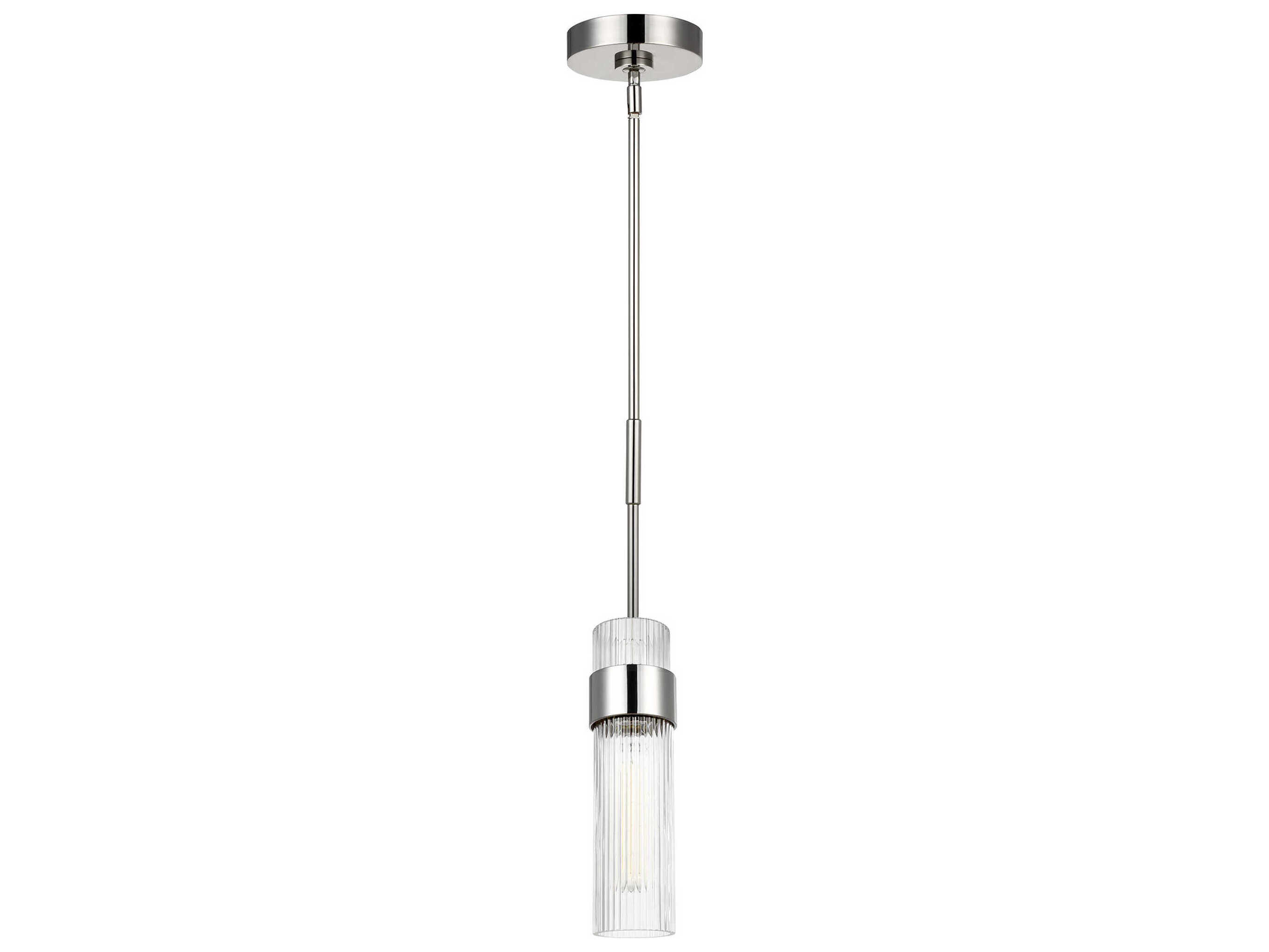 Visual Comfort Studio Geneva 1-Light Polished Nickel Cylinder Mini Pendant