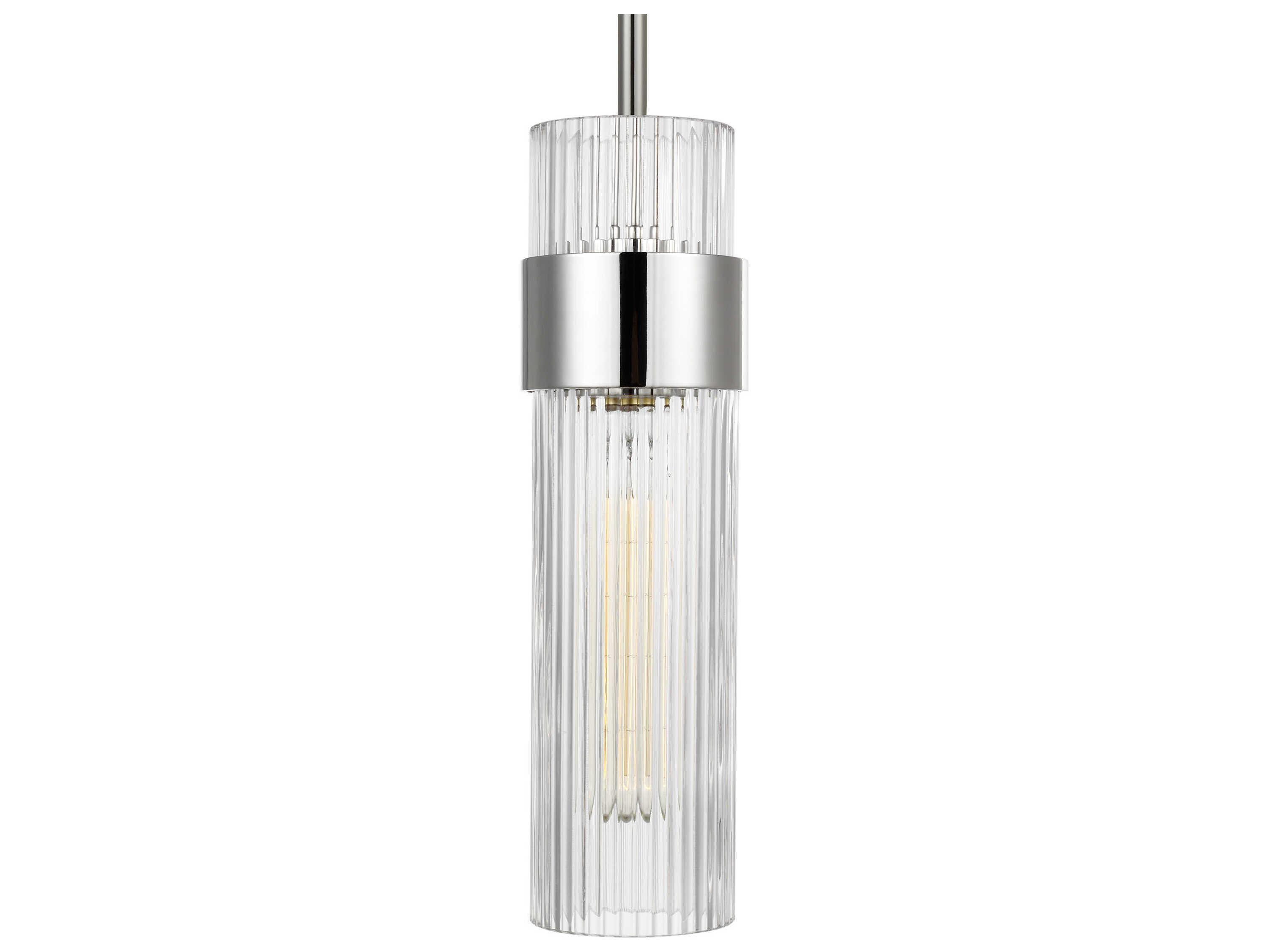 Visual Comfort Studio Geneva 1-Light Polished Nickel Cylinder Mini Pendant