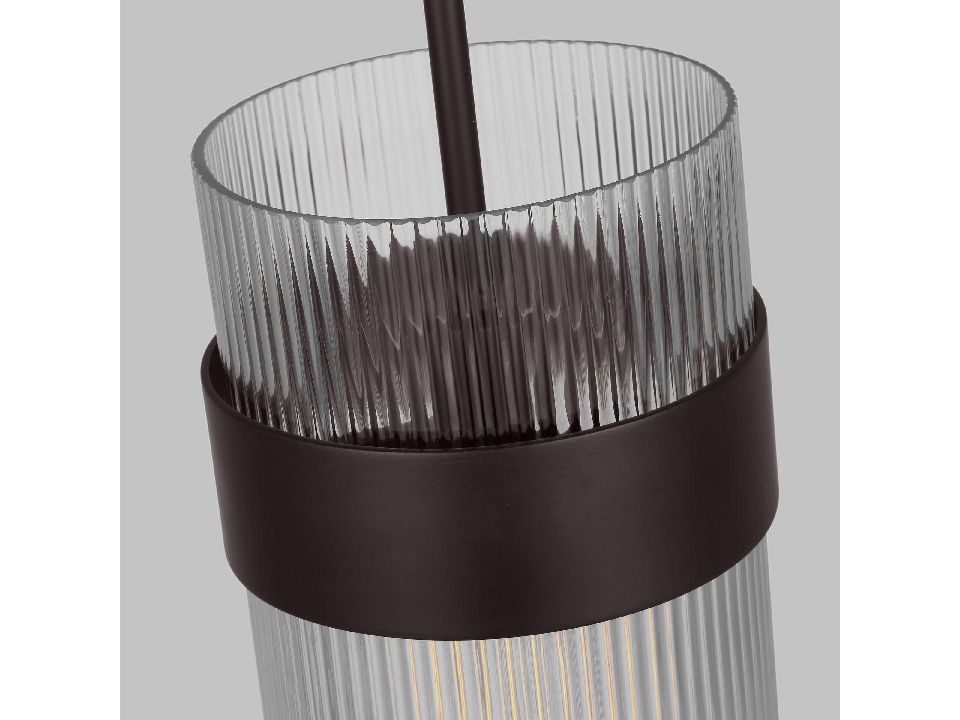 Visual Comfort Studio Geneva 1-Light Aged Iron Black Cylinder Mini Pendant